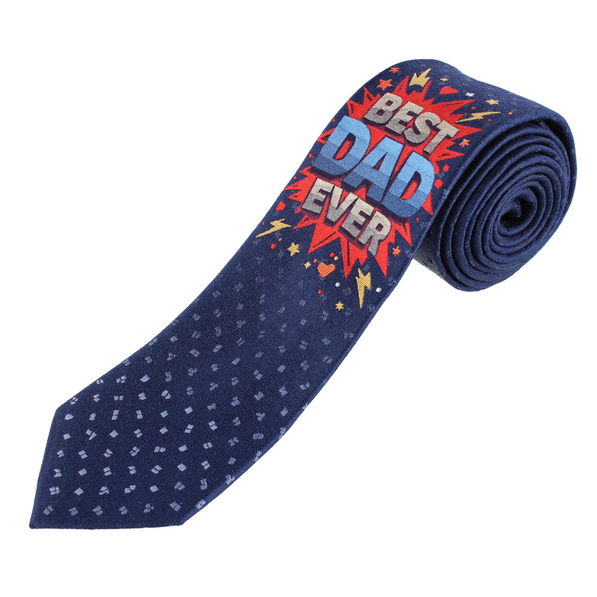 Trafalgar Best Dad Ever Novelty Silk Necktie - Navy Blue one size