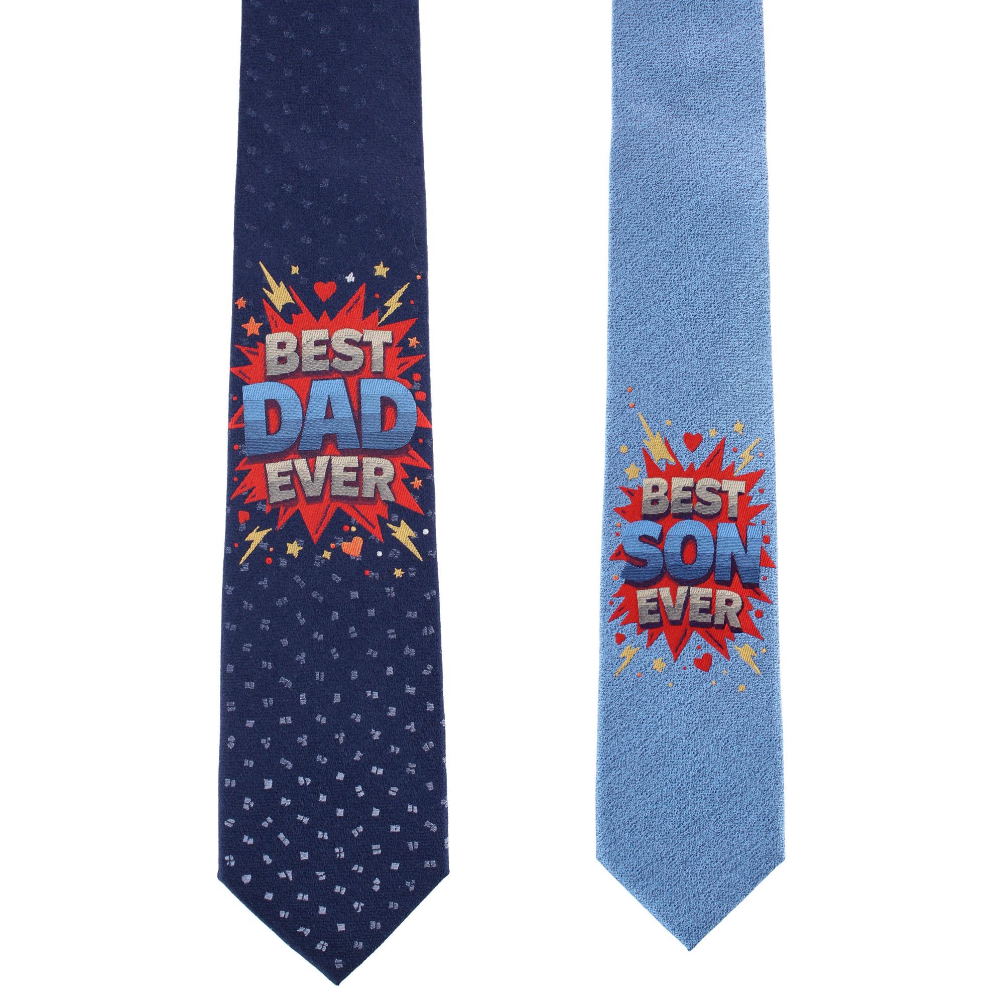 Trafalgar Best Duo Ever Daddy & Me Novelty Silk Neckties - Blue one size