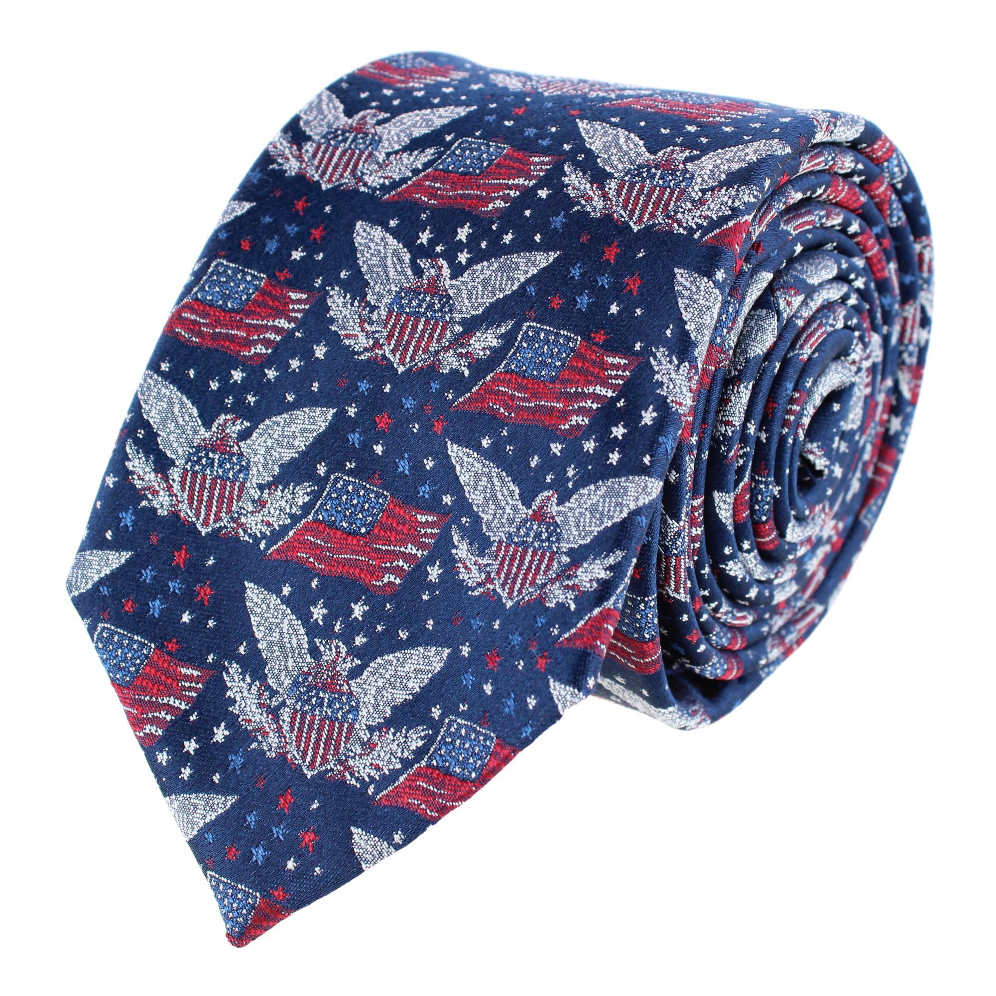 Trafalgar Legacy Soars Patriotic Bald Eagle Silk Novelty Necktie - Navy Blue one size