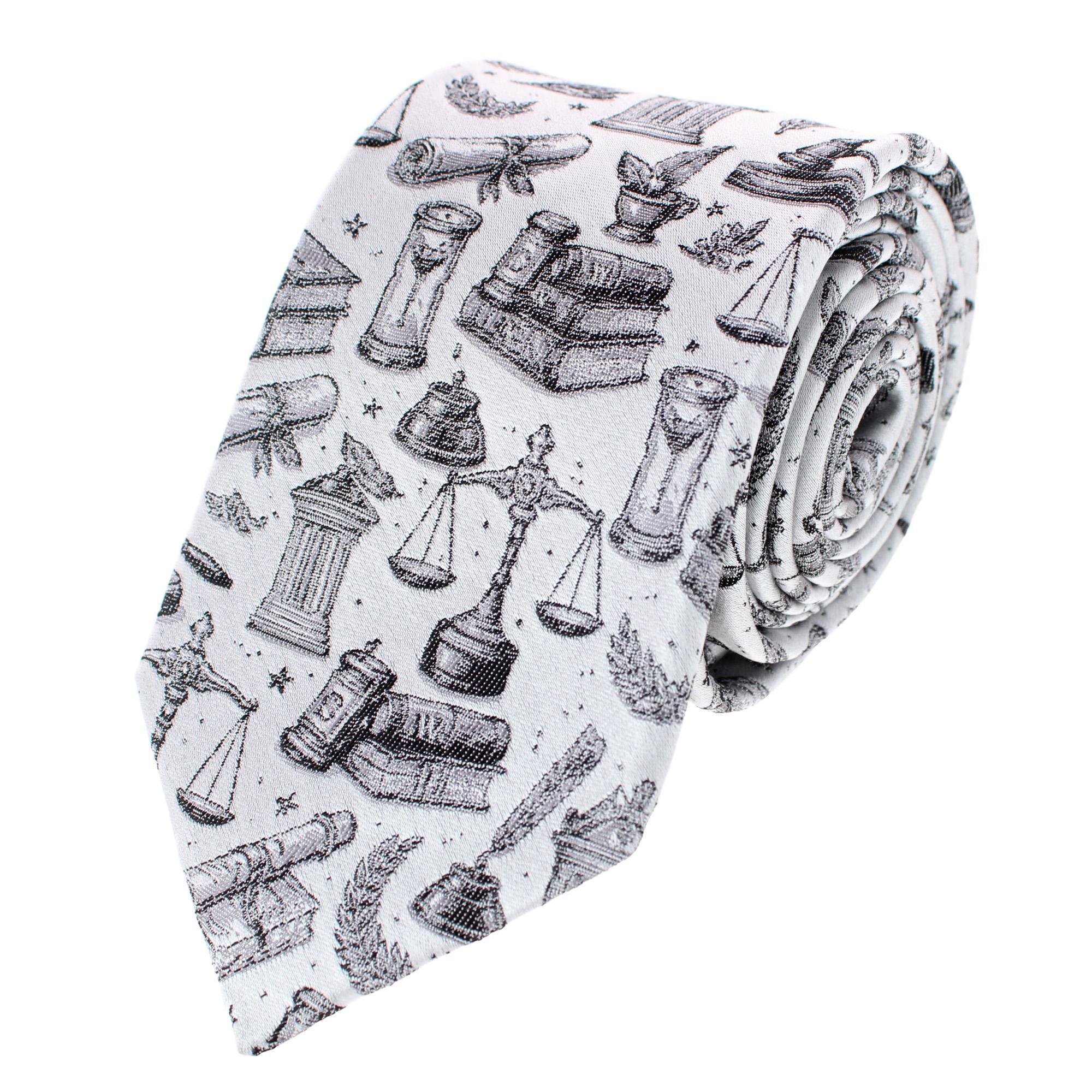 Trafalgar Esquire Law Silk Novelty Necktie - Silver one size