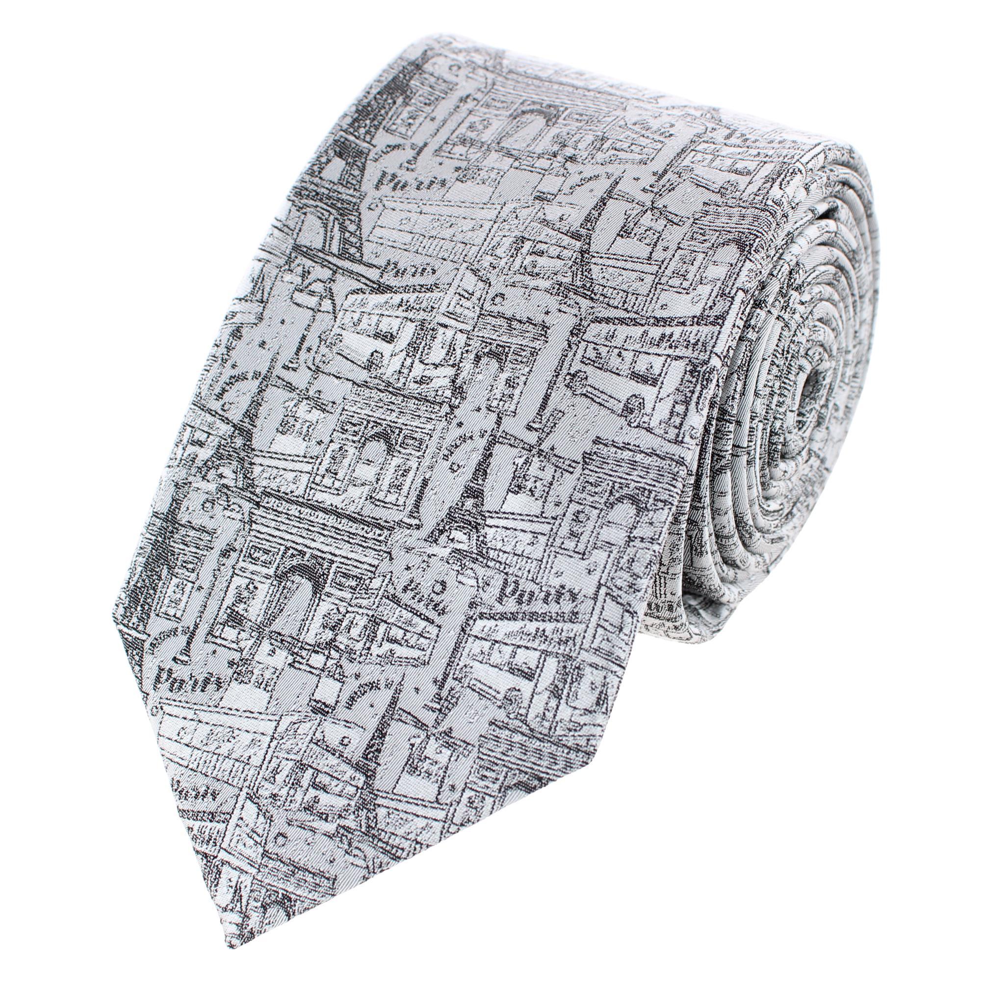 Trafalgar Parisian Nights Silk Novelty Necktie - Silver one size