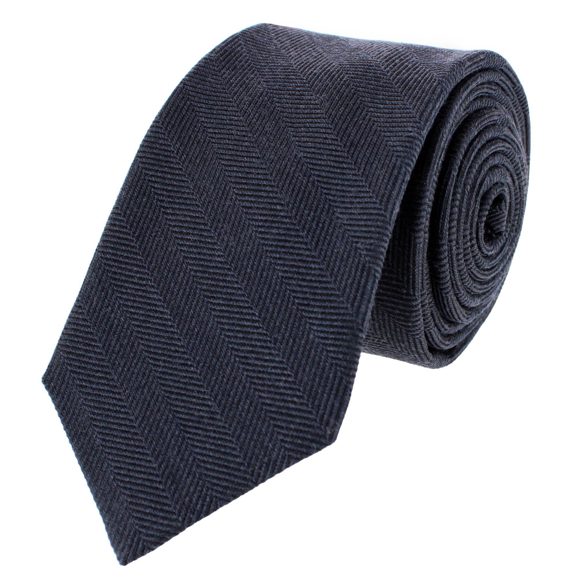Trafalgar Classy Herringbone Wool Blend Business Necktie - Black one size