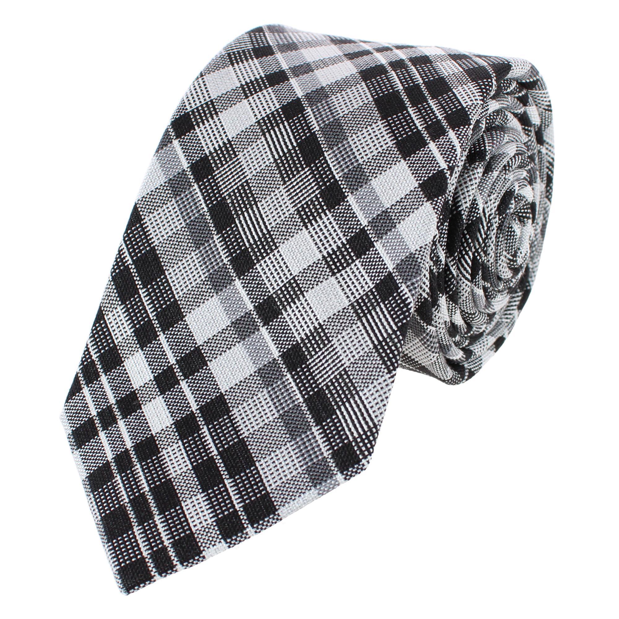 Trafalgar Zeno Black and White Patterned Business Wool Blend Necktie - Black one size
