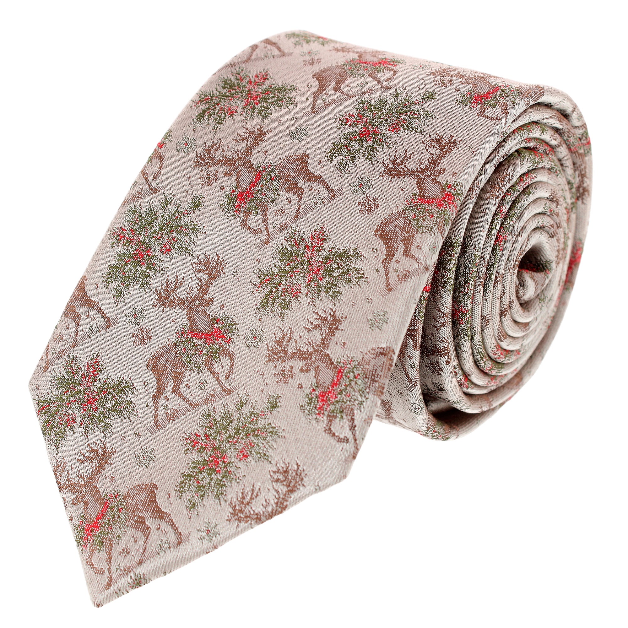 Trafalgar Graceful Reindeer Holiday Silk Novelty Necktie - Multiple one size