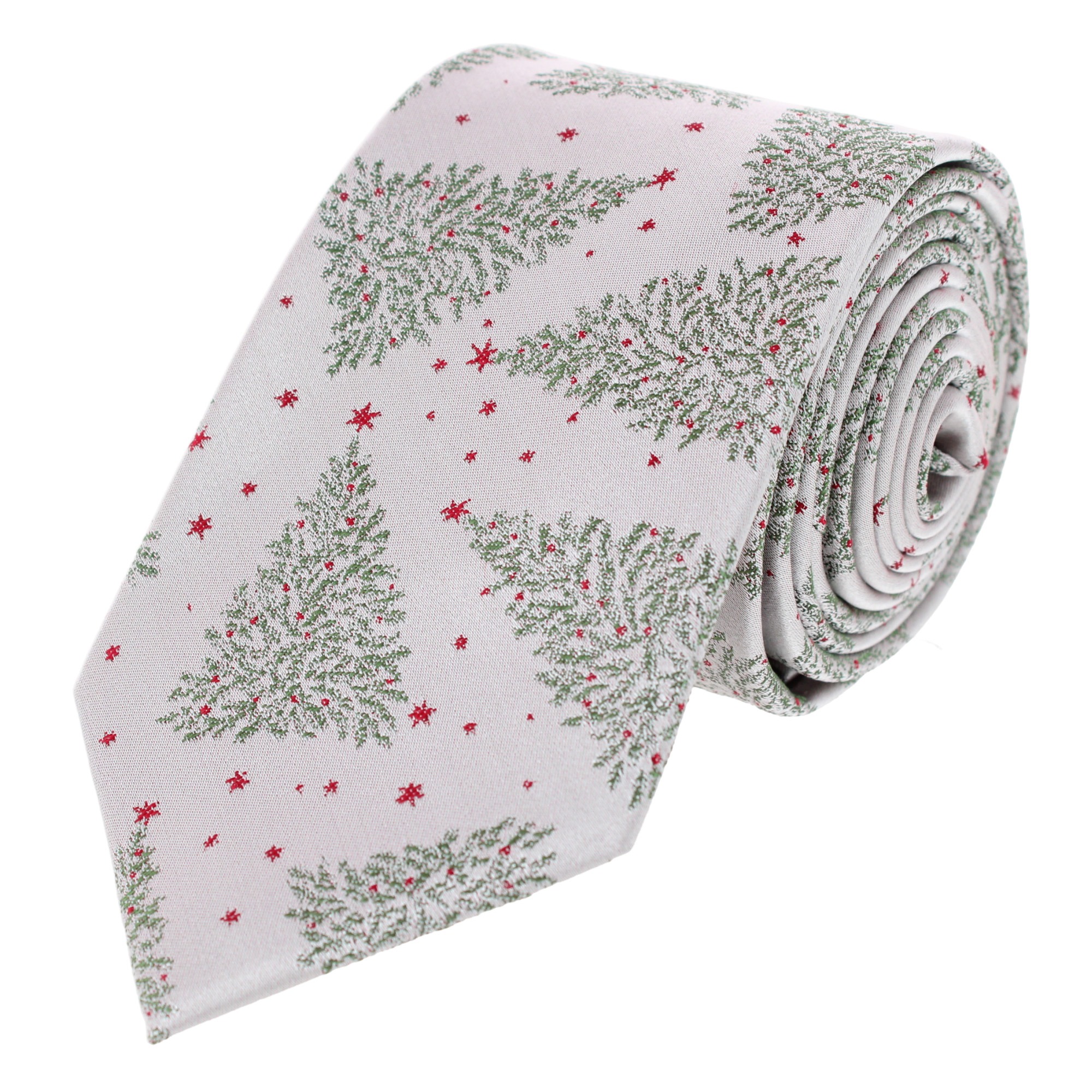 Trafalgar Sterling Modern Christmas Tree Novelty Holiday Necktie - Silver one size