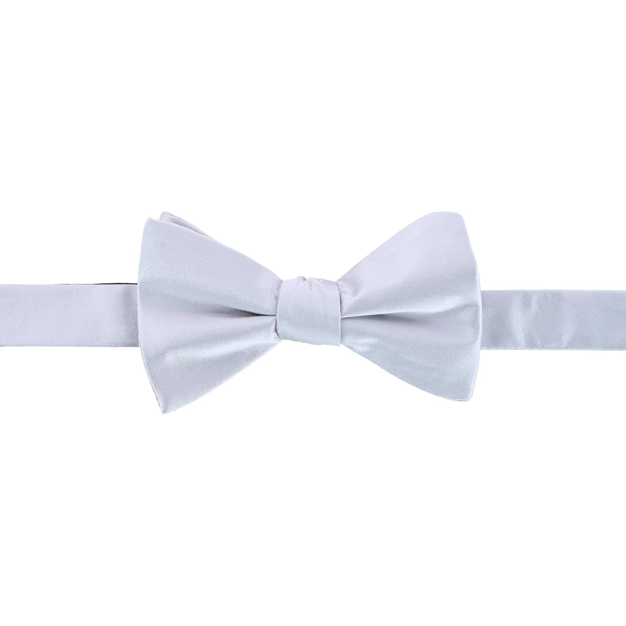 Trafalgar Sutton Solid Color Silk Bow Tie - Silver one size