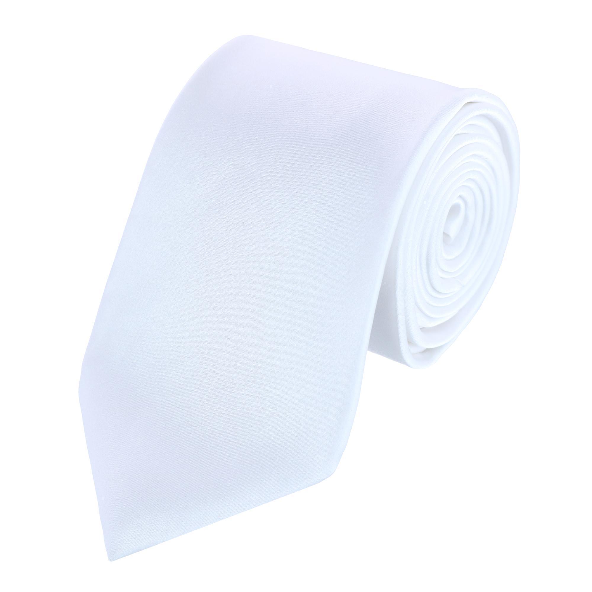 Trafalgar Sutton Solid Color Silk Necktie - White one size