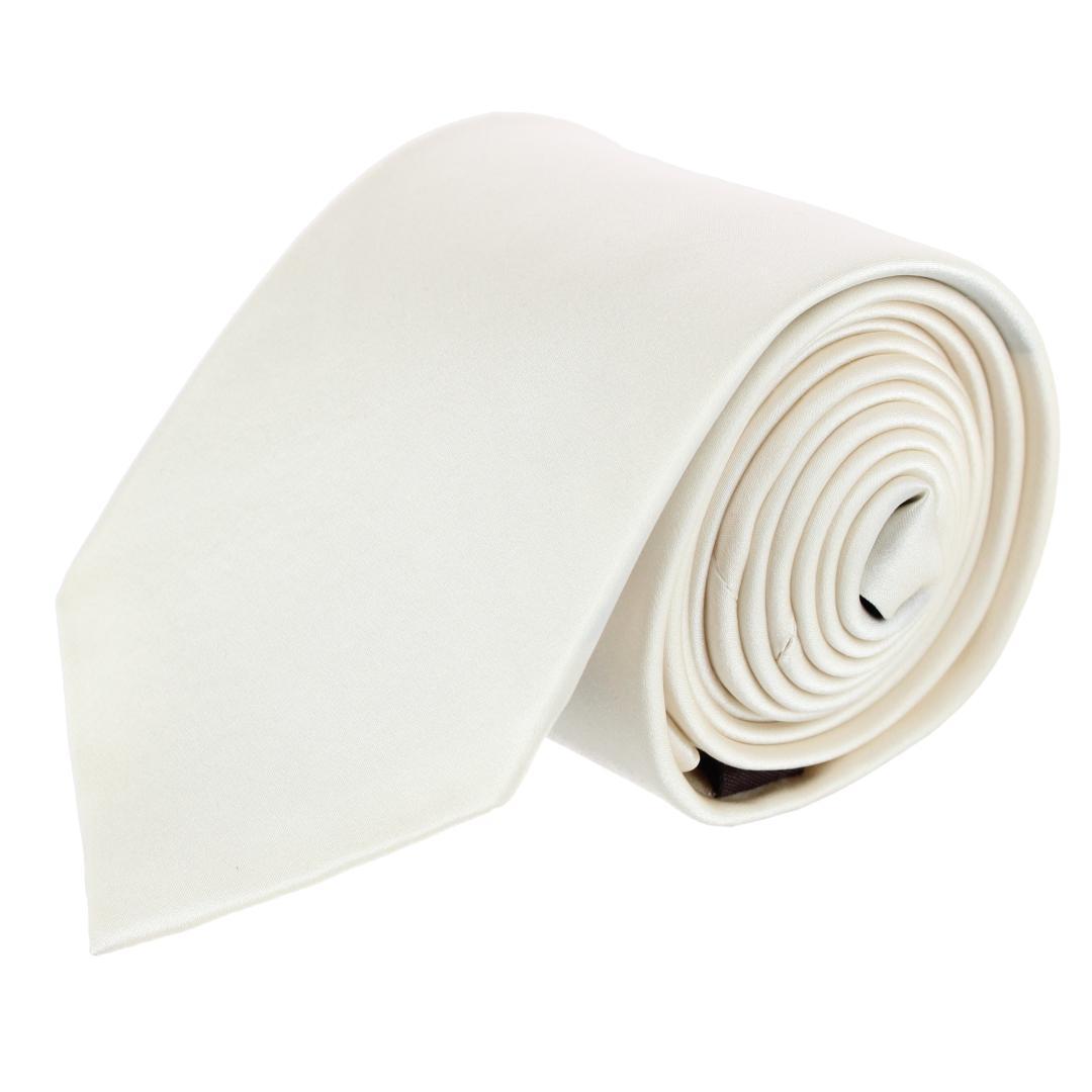 Trafalgar Sutton Solid Color Silk Necktie - Ivory one size