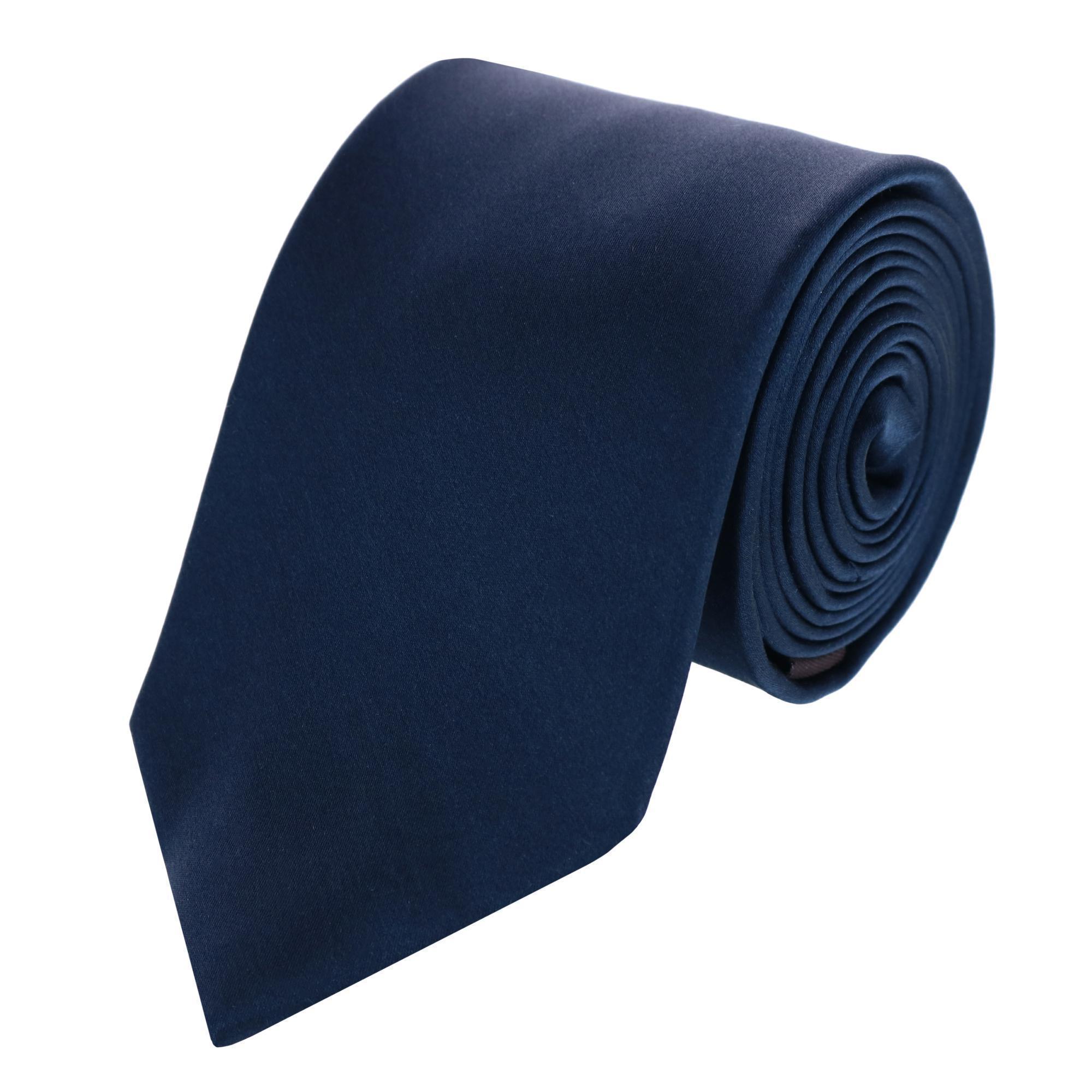 Trafalgar Sutton Solid Color Silk Necktie - Navy one size