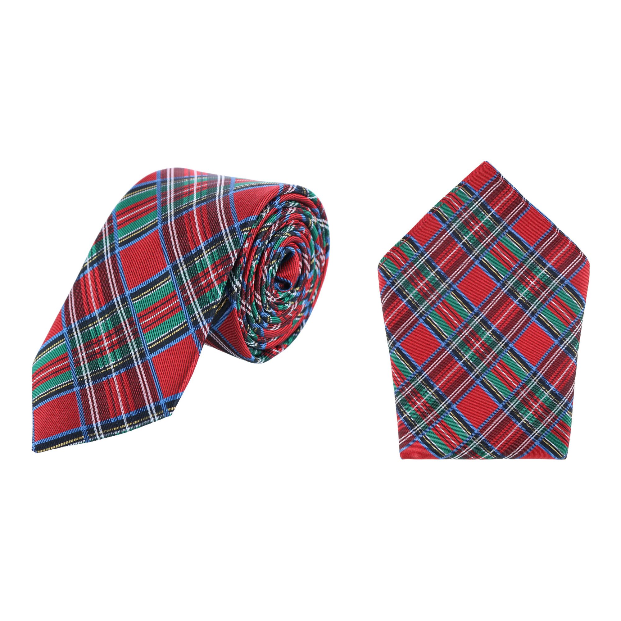 Trafalgar Nicholas Tartan Plaid Silk Necktie and Pocket Square Bundle - Multi one size