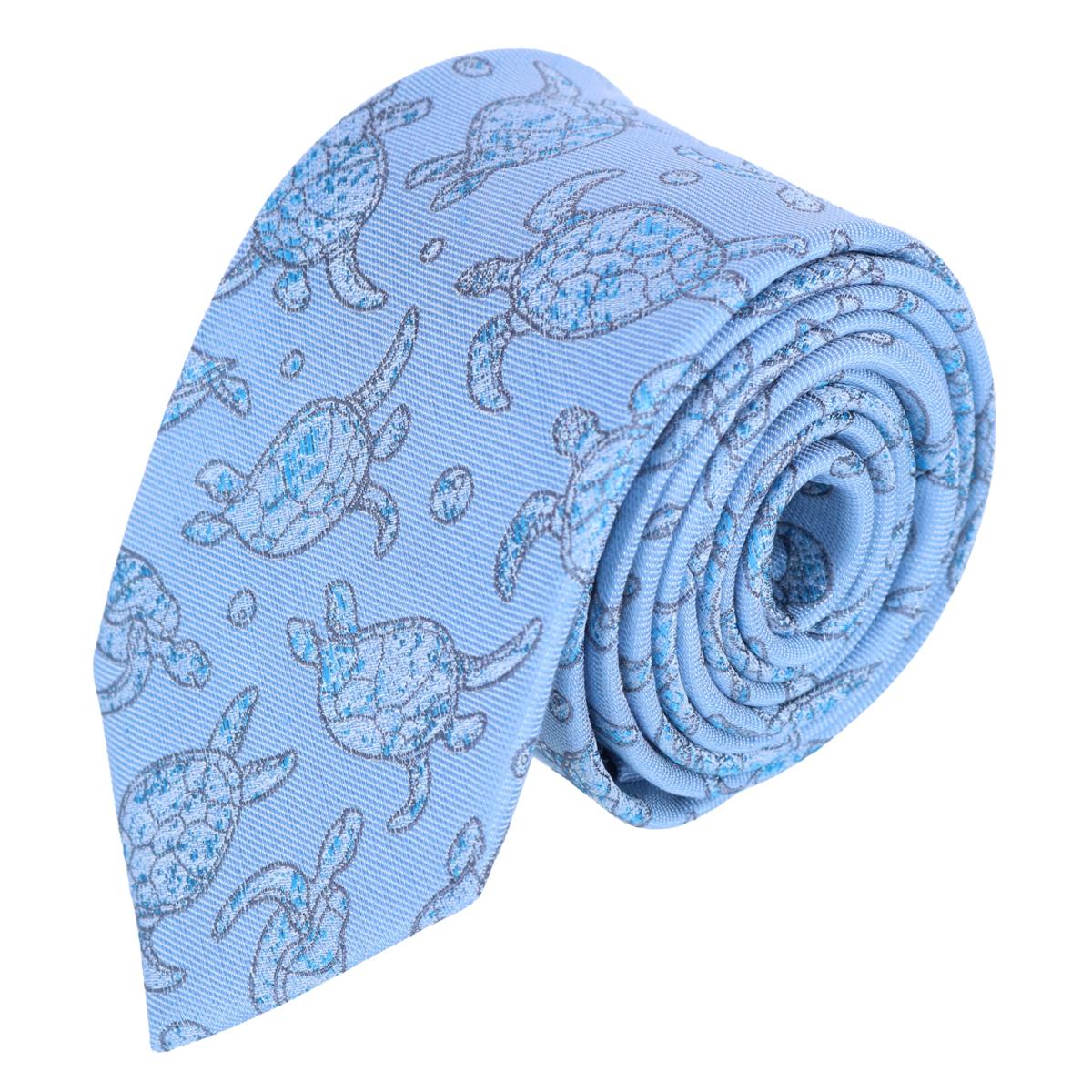 Trafalgar Morla The Wise Sea Turtle Linen Blend Novelty Necktie - Light Blue one size