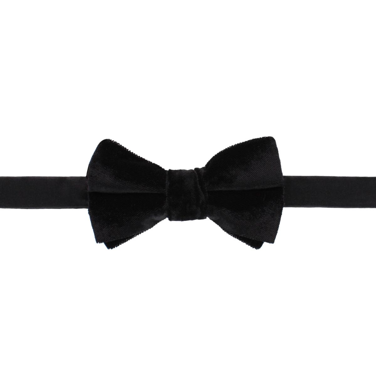 Trafalgar Poirot Velvet Solid Colored Bow Tie - Black one size