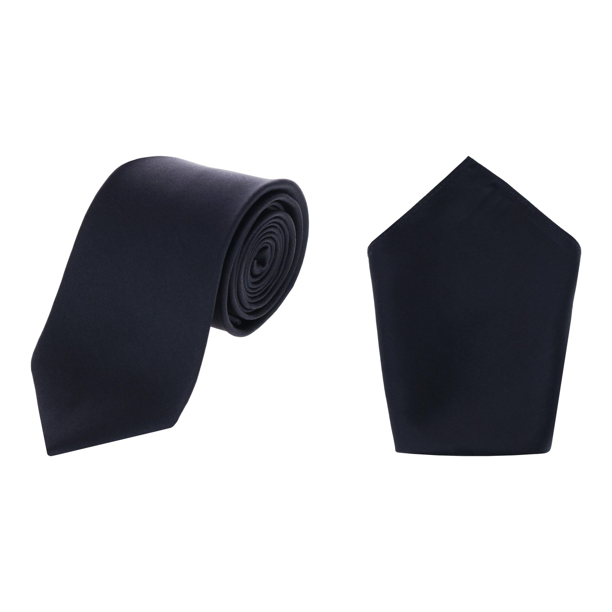 Trafalgar Sutton Big & Tall Silk Necktie & Pocket Square Bundle - Black one size