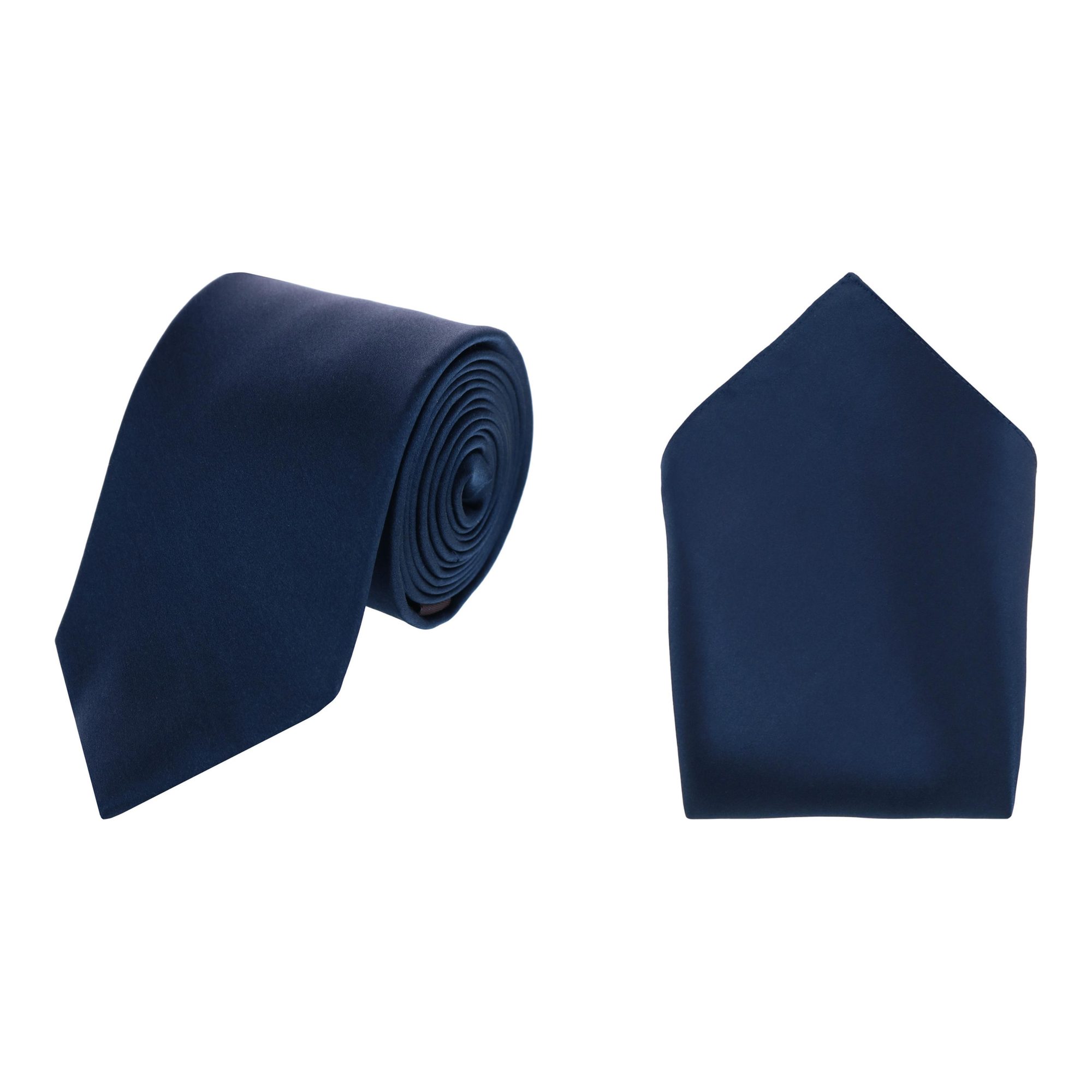 Trafalgar Sutton Big & Tall Silk Necktie & Pocket Square Bundle - Navy one size