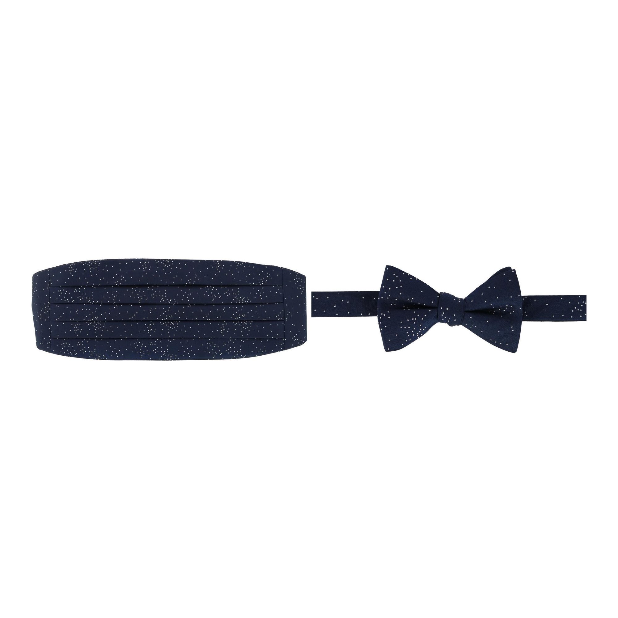 Trafalgar Mystere Metallic Star Light Cummerbund & Bow Tie Bundle - Navy one size