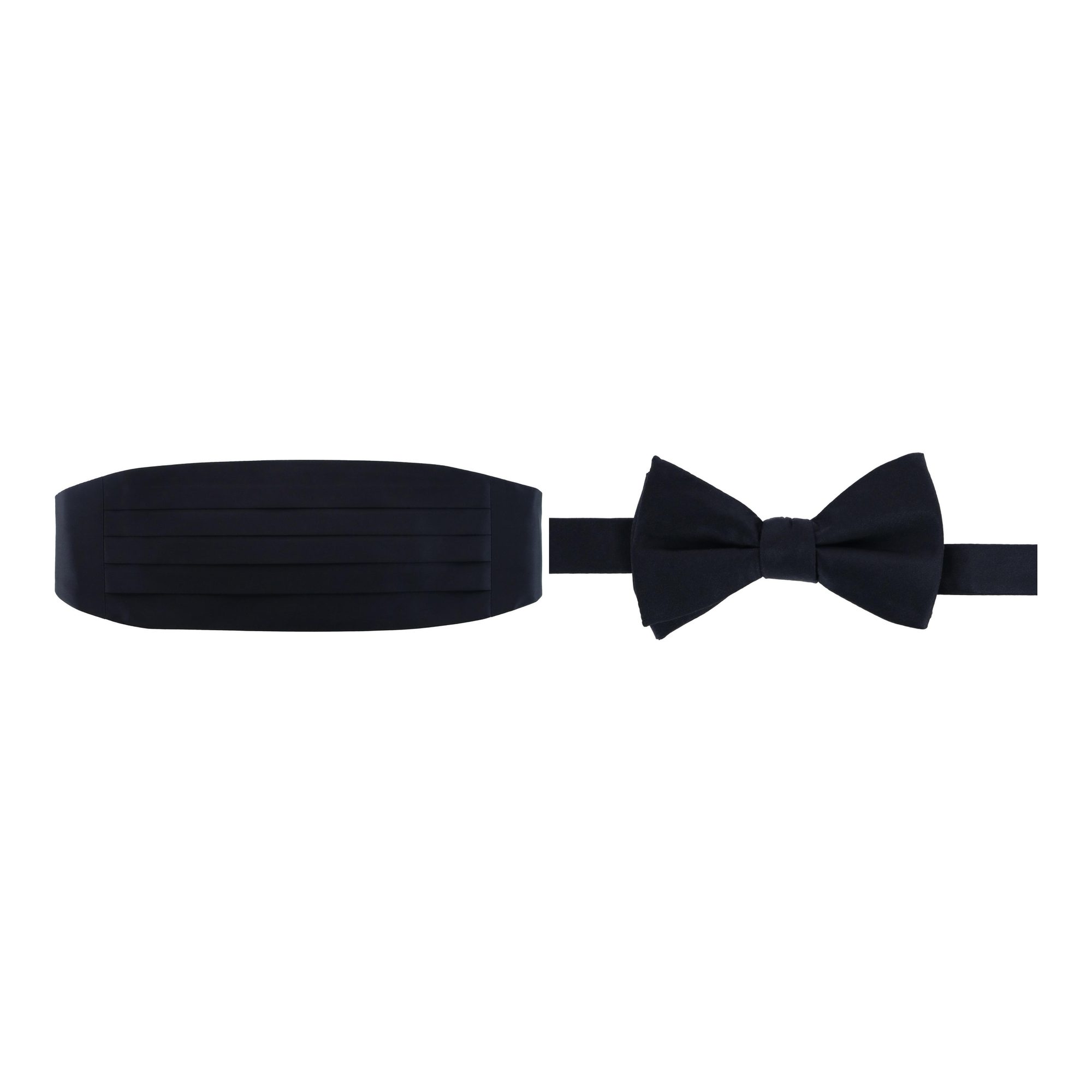 Trafalgar Sutton Solid Color Silk Cummerbund & Bow Tie Bundle - Black one size