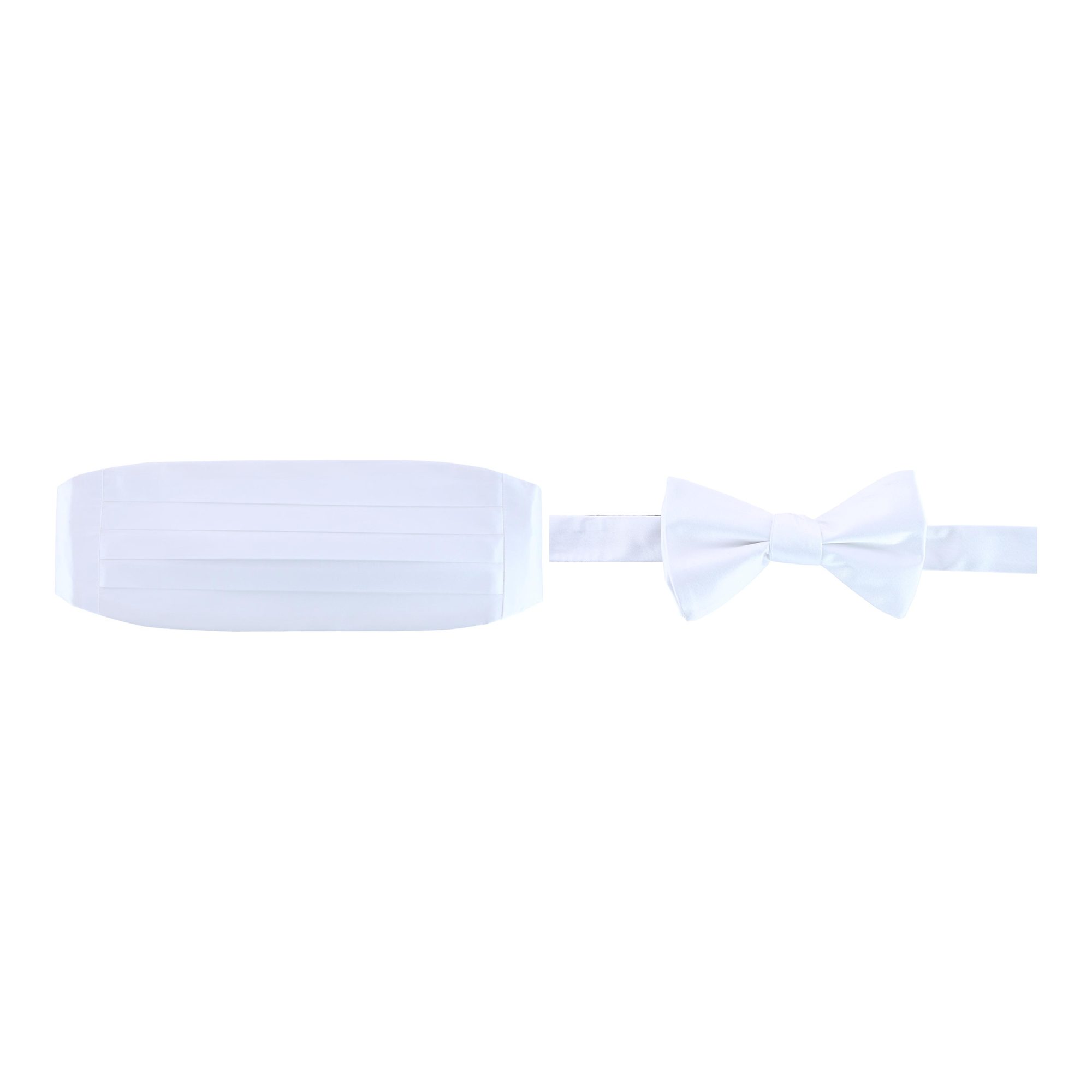 Trafalgar Sutton Solid Color Silk Cummerbund & Bow Tie Bundle - White one size