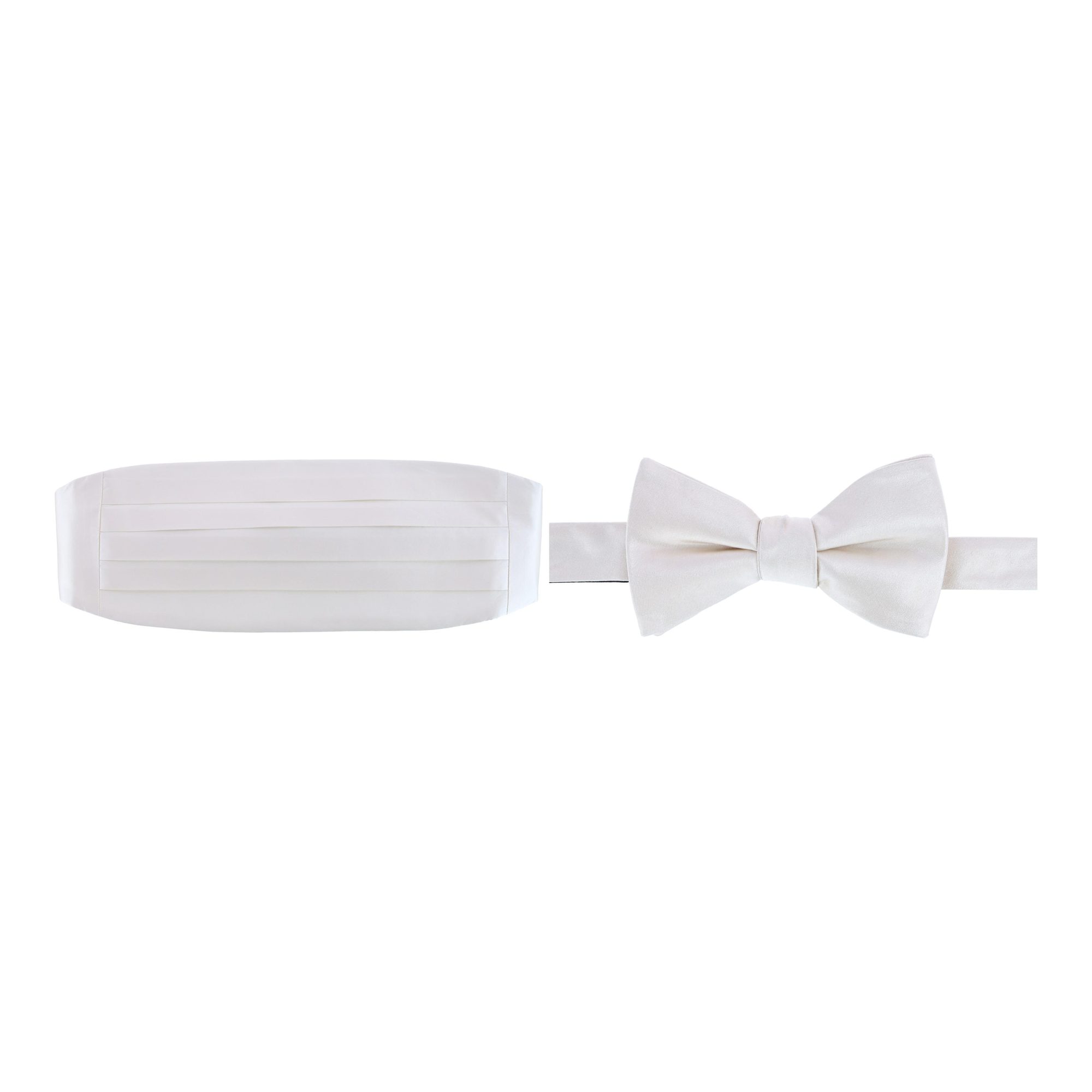 Trafalgar Sutton Solid Color Silk Cummerbund & Bow Tie Bundle - Ivory one size