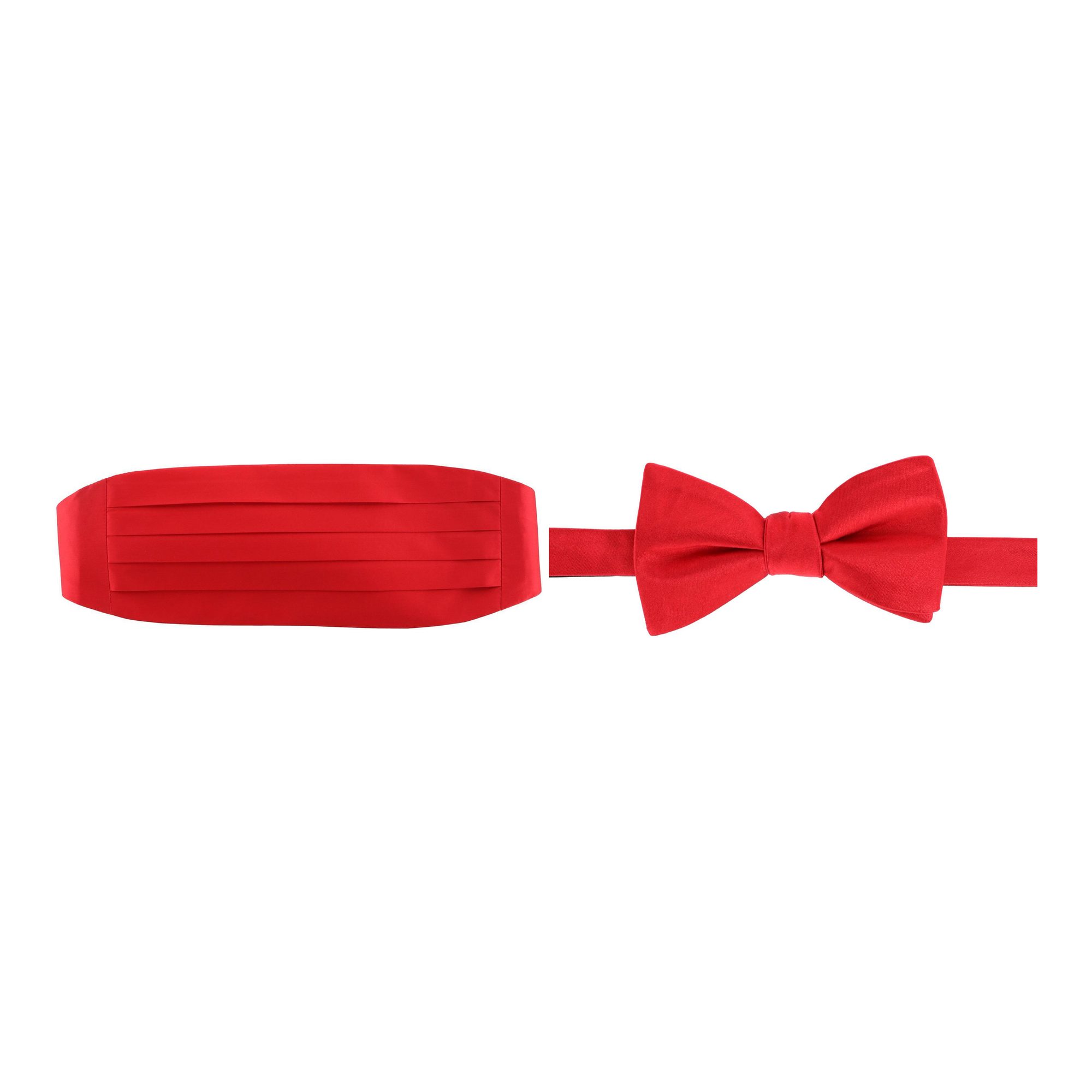 Trafalgar Sutton Solid Color Silk Cummerbund & Bow Tie Bundle - Red one size