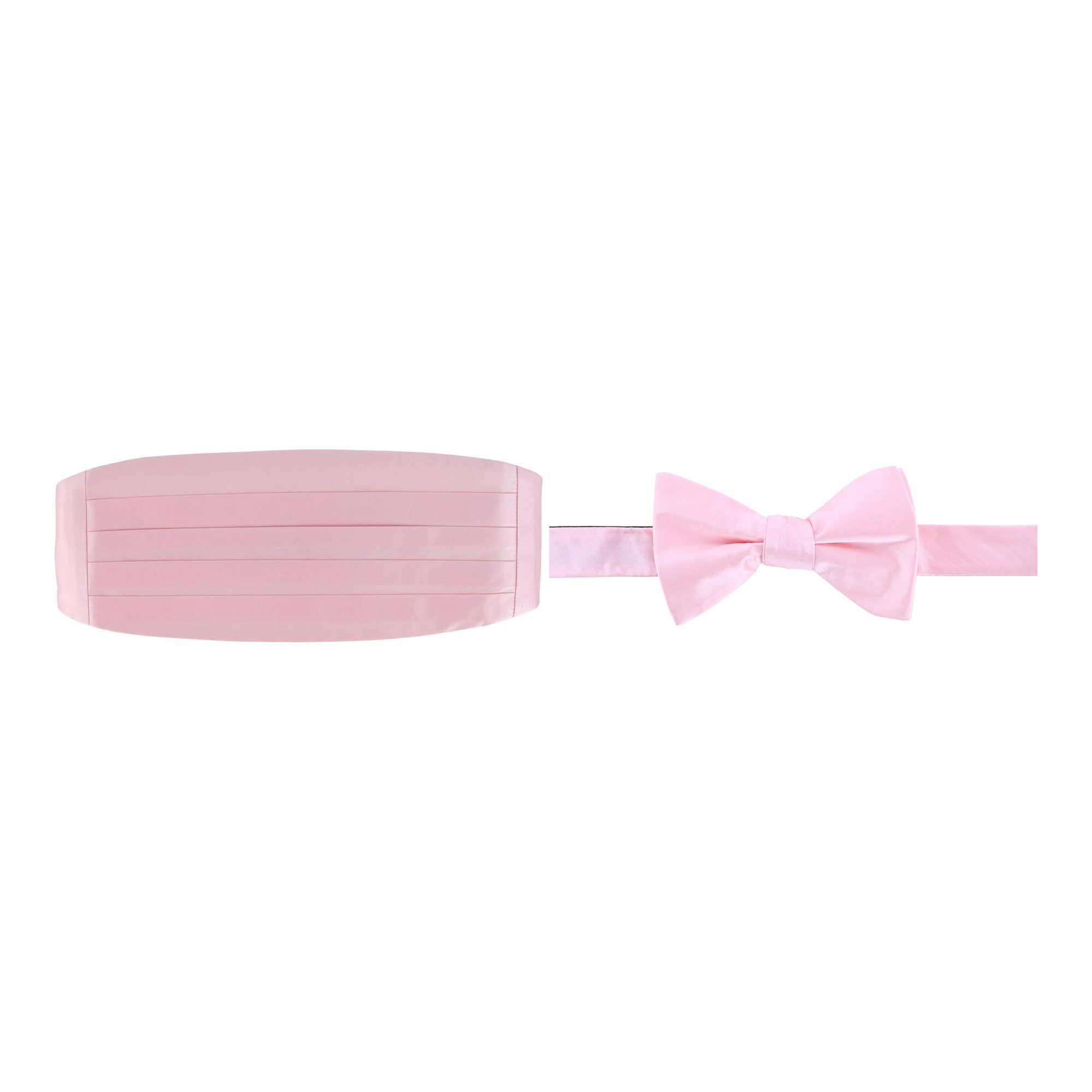 Trafalgar Sutton Solid Color Silk Cummerbund & Bow Tie Bundle - Pink one size