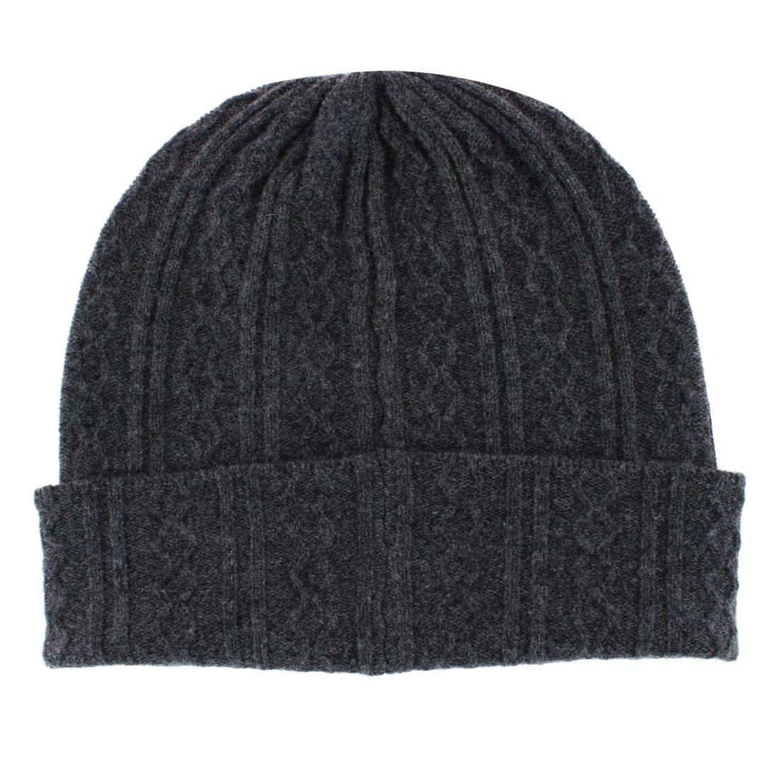 Trafalgar The Windsor Merino Wool Cable Knit Beanie - Grey one size
