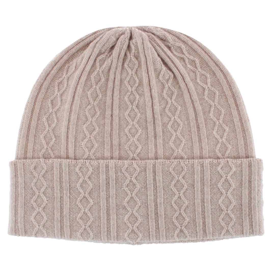 Trafalgar The Windsor Merino Wool Cable Knit Beanie - Ivory one size