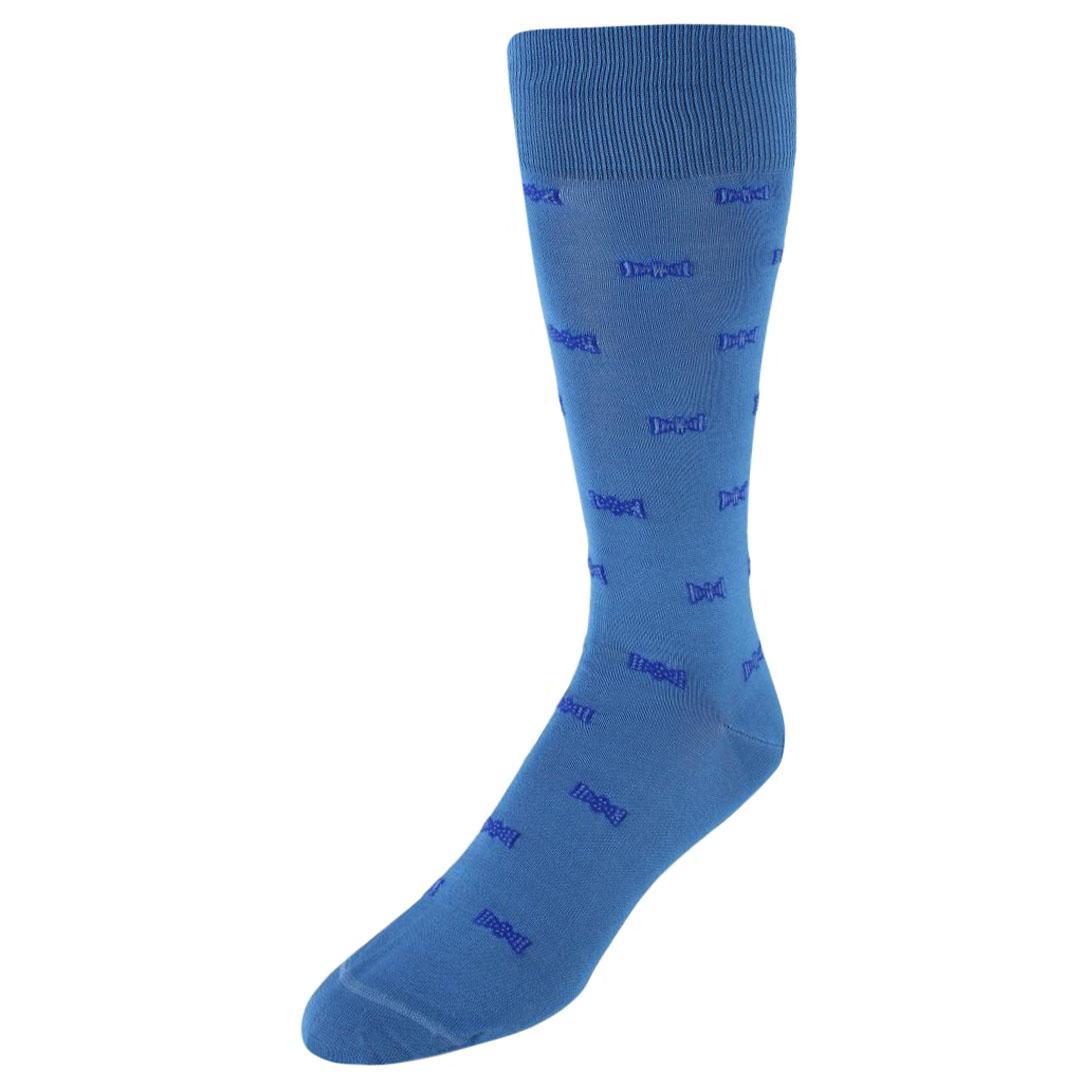 Trafalgar Dapper Bow Tie Novelty Mid Calf Mercerized Cotton Socks (1 Pair) - Light Blue one size
