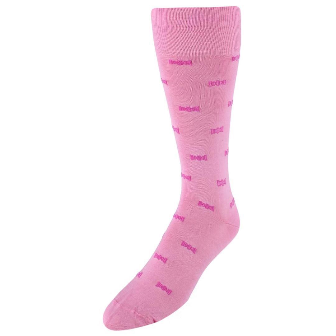 Trafalgar Dapper Bow Tie Novelty Mid Calf Mercerized Cotton Socks (1 Pair) - Pink one size