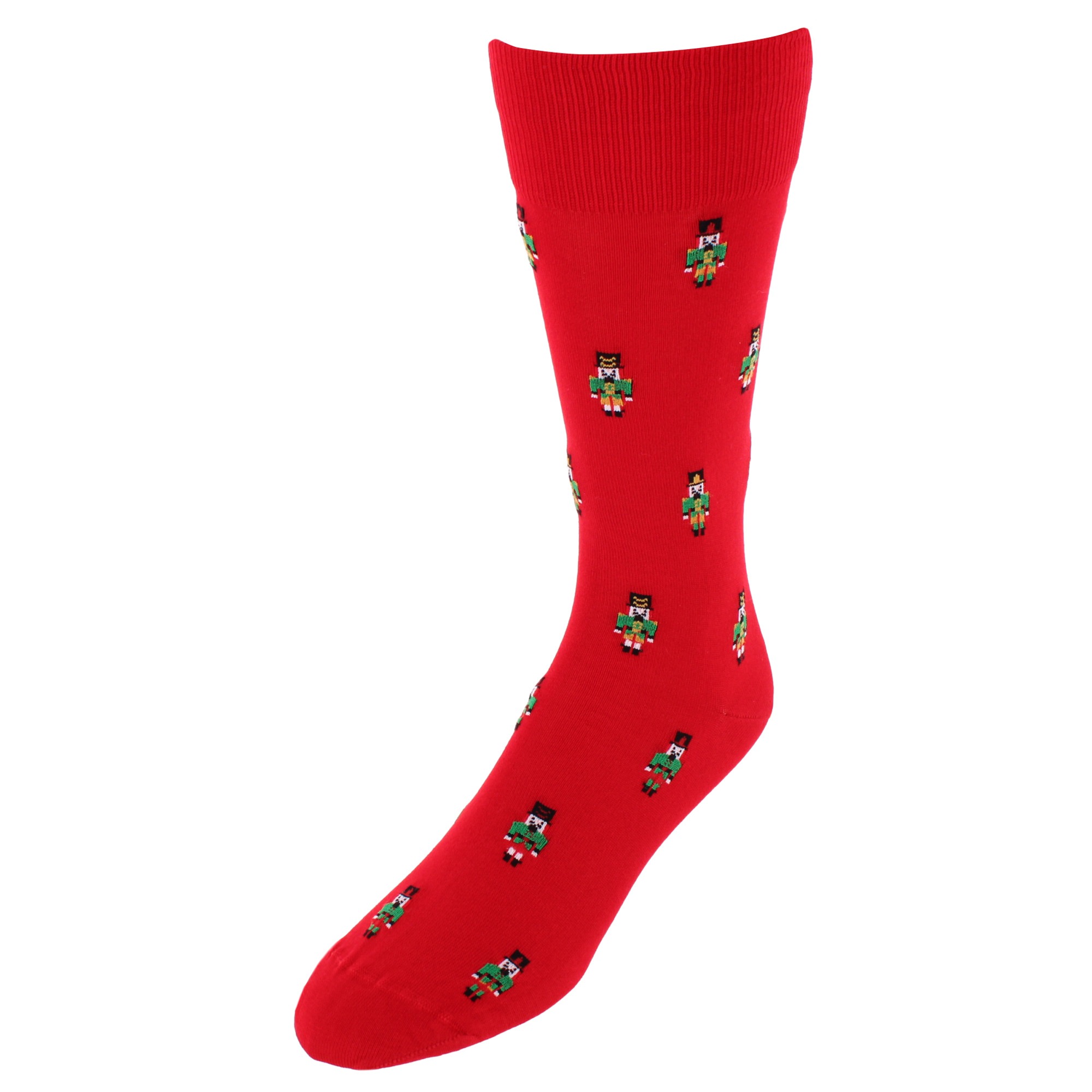 Trafalgar Nutcracker Army Holiday Mid Calf Mercerized Cotton Socks (1 Pair) - Red one size