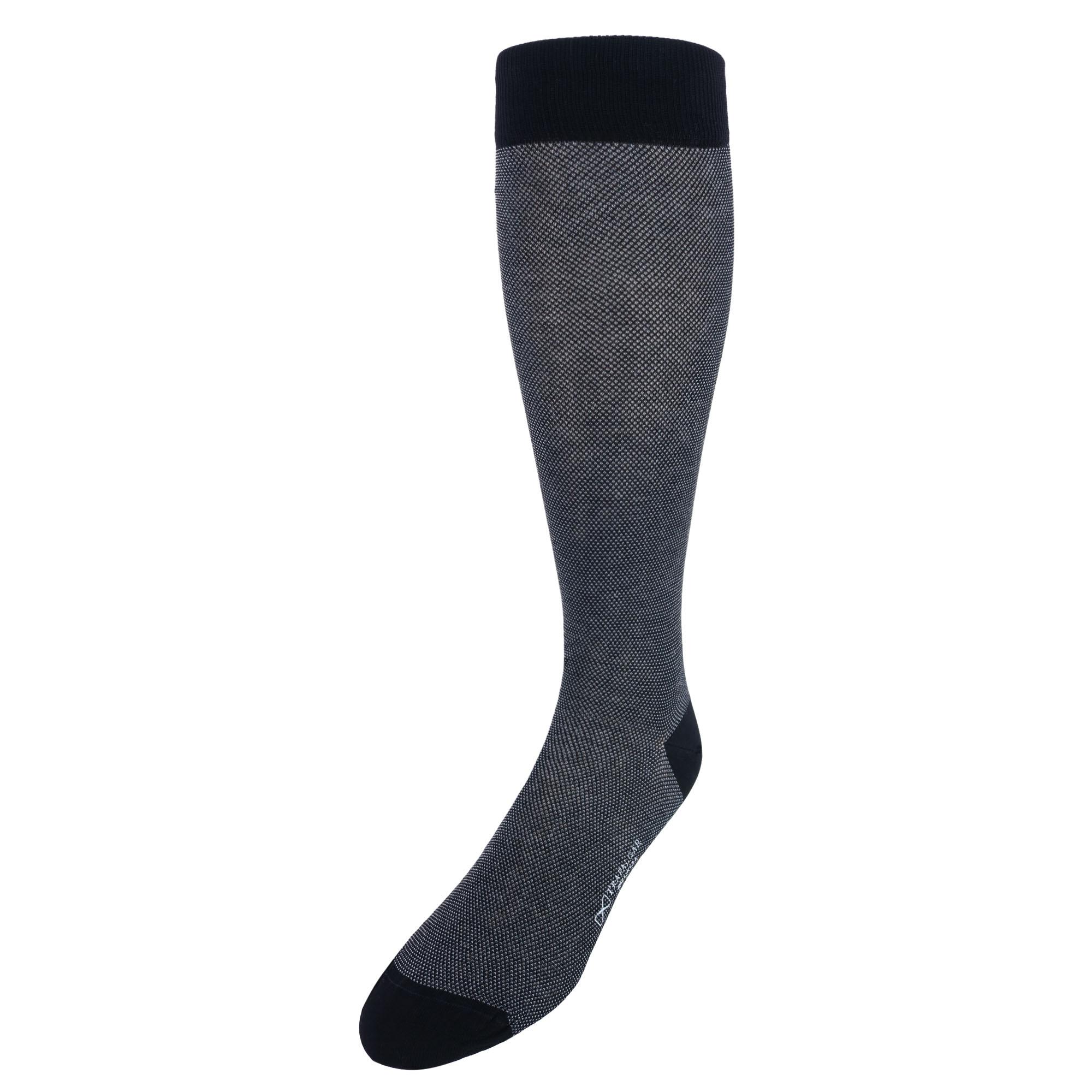 Trafalgar Noah Nail head Design Over The Calf Mercerized Cotton Socks - Black and Grey one size