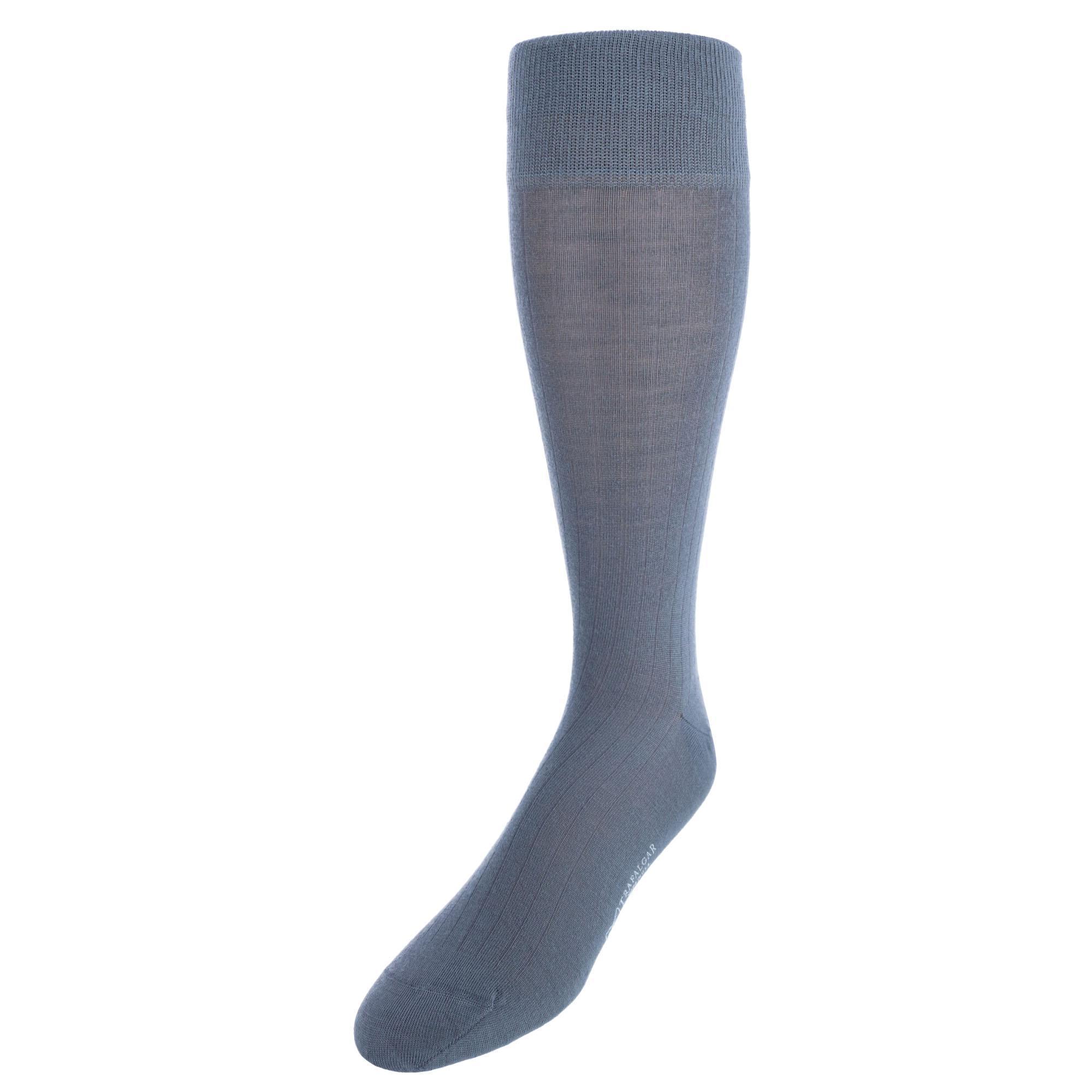 Trafalgar Sutton Fine Merino Wool Solid Color Ribbed Socks - Grey one size
