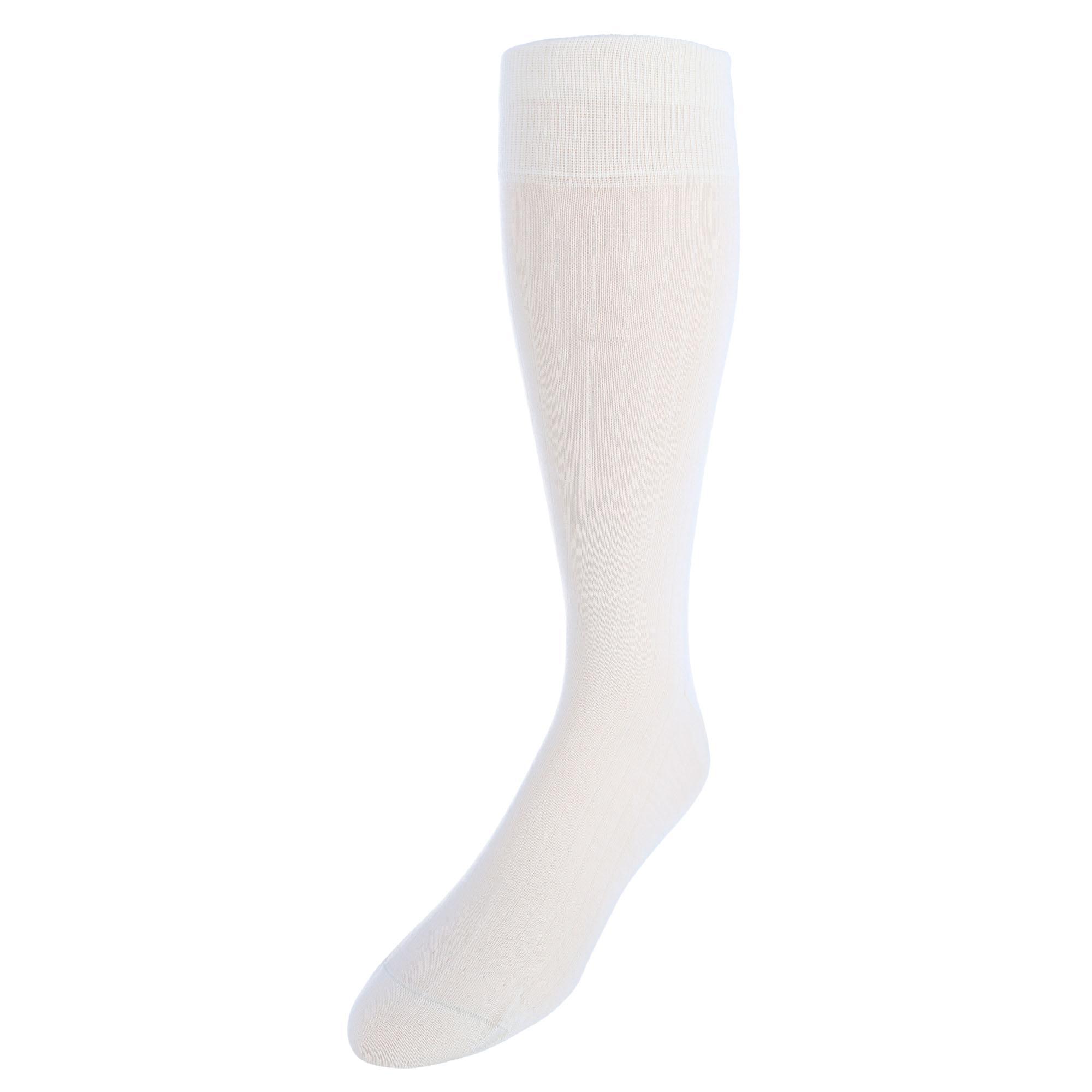 Trafalgar Sutton Fine Merino Wool Solid Color Ribbed Socks - Ivory one size