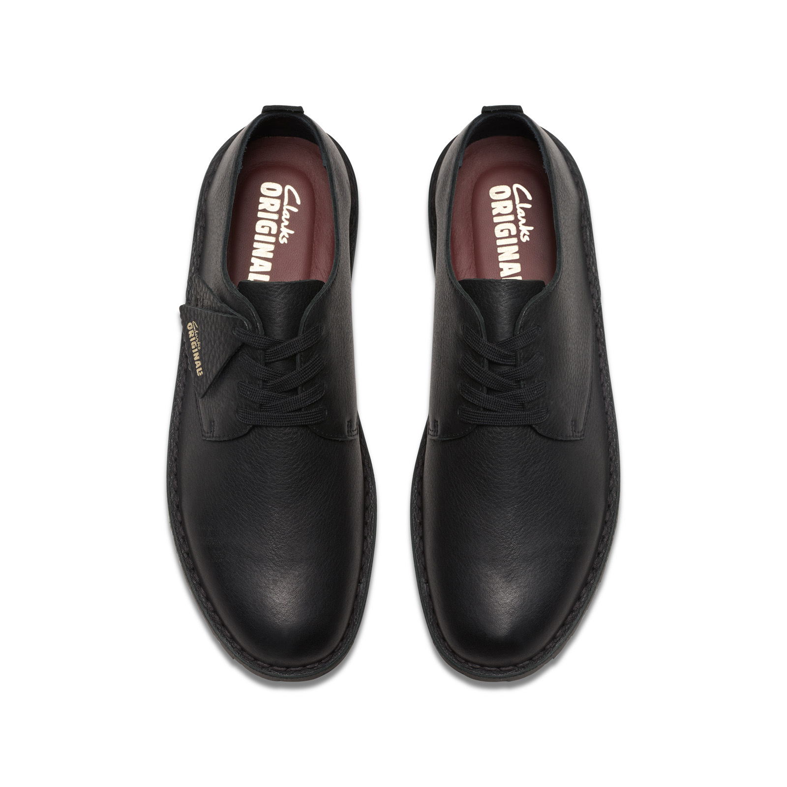 Clarks Desert Rock Lo Mens Size 9.5 Black Oxfords & Lace Ups Plain Toe Shoes Desert Rock Lo Black Leather – Premier main image 3