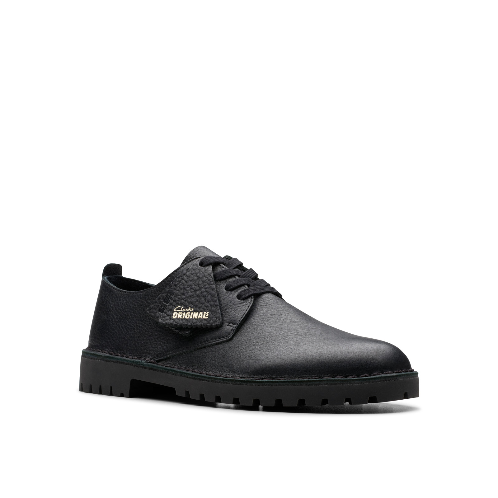 Clarks Desert Rock Lo Mens Size 9.5 Black Oxfords & Lace Ups Plain Toe Shoes Desert Rock Lo Black Leather – Premier main image 2