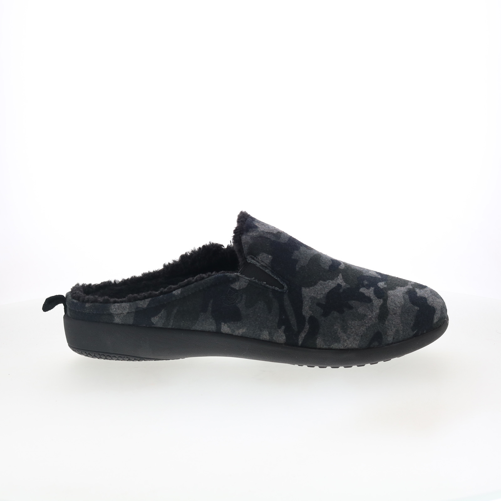 Spenco Dundee Wool SP2003BCM Mens Black Suede Slip On Clogs 