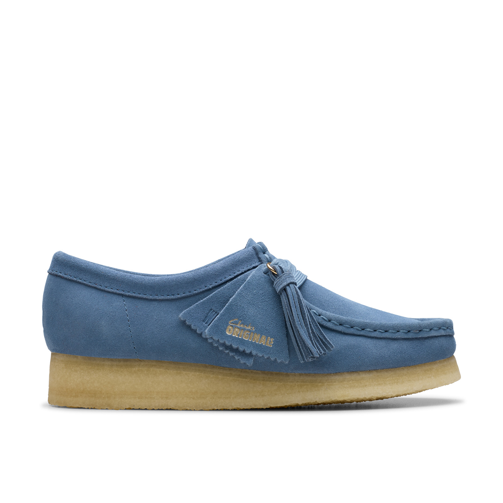 Clarks Wallabee 26179157 Womens Blue Suede Oxfords & Lace Ups