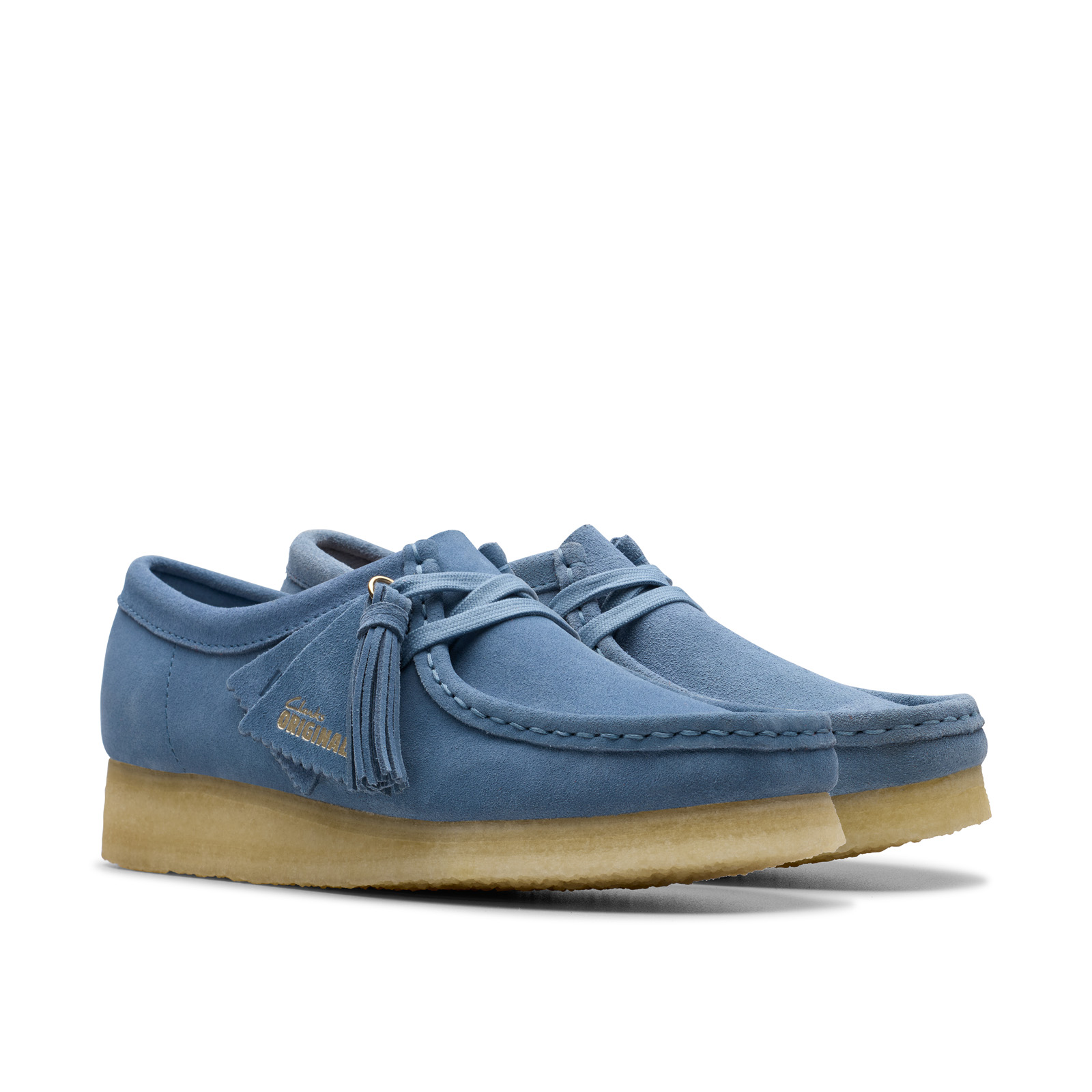 Clarks Wallabee 26179157 Womens Blue Suede Oxfords & Lace Ups