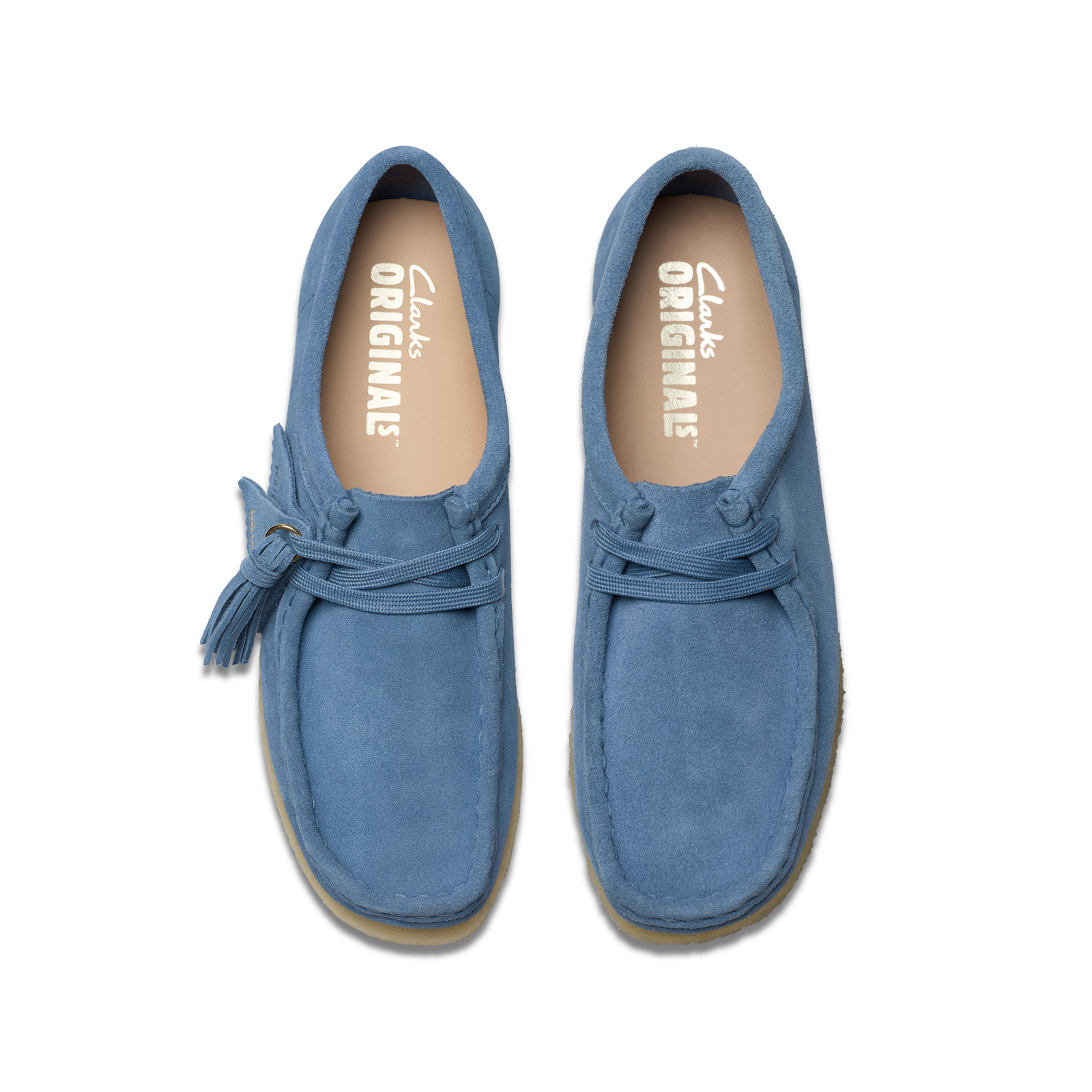 Clarks Wallabee 26179157 Womens Blue Suede Oxfords & Lace