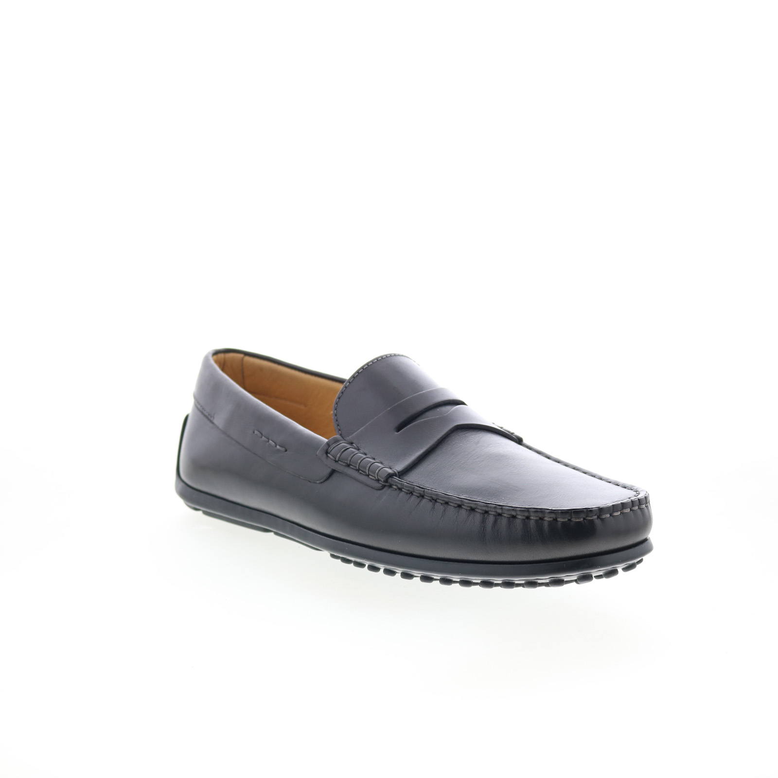 Zelli Mens Black Genuine Leather Slip On Penny Loafer Shoes Size 11 M Formal ZELLI Made in Italy Black Soft Calfskin Leather Penny  main image 2
