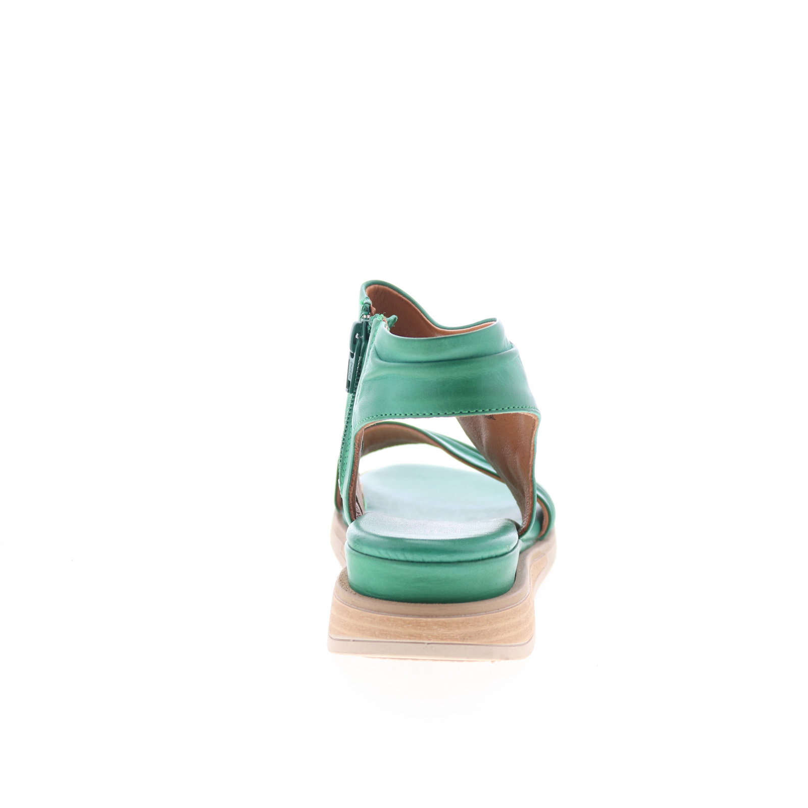 Miz Mooz Cyprian Womens Green Leather Zipper Wedges Sandals Shoes