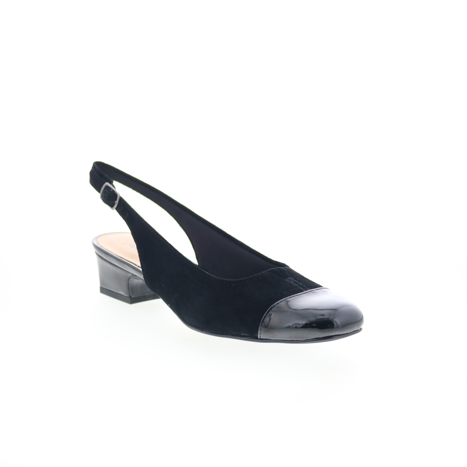 Trotters Women's DEA Slingback Sandal - Black Leather Comfort Pump With Memory Foam