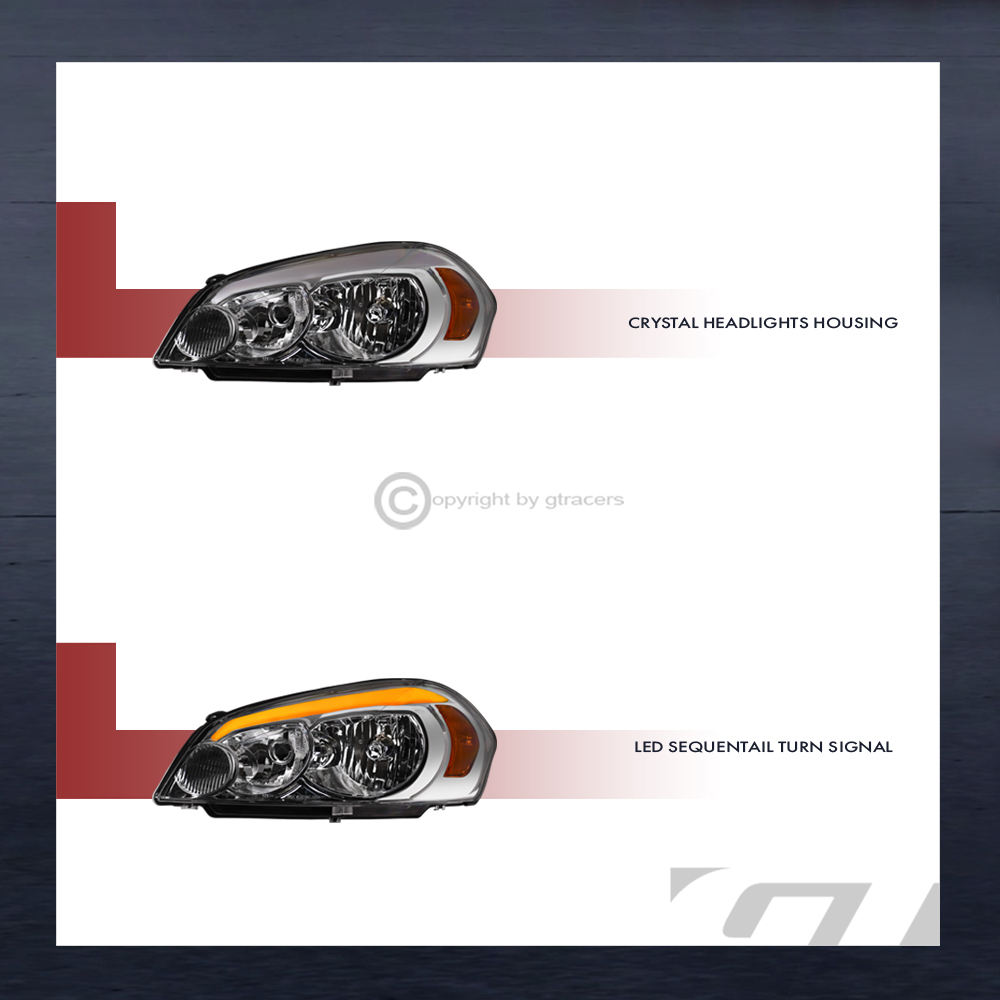 Sequential For 2006-2016 Impala/Limited Chrome Headlight w/LED