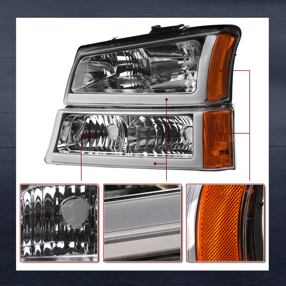 Switchback Sequential Headlights Sequential LED Headlights For 2003-2007 Silverado - Switchback Style With Chrome Housing Silverado Sequential Headlights