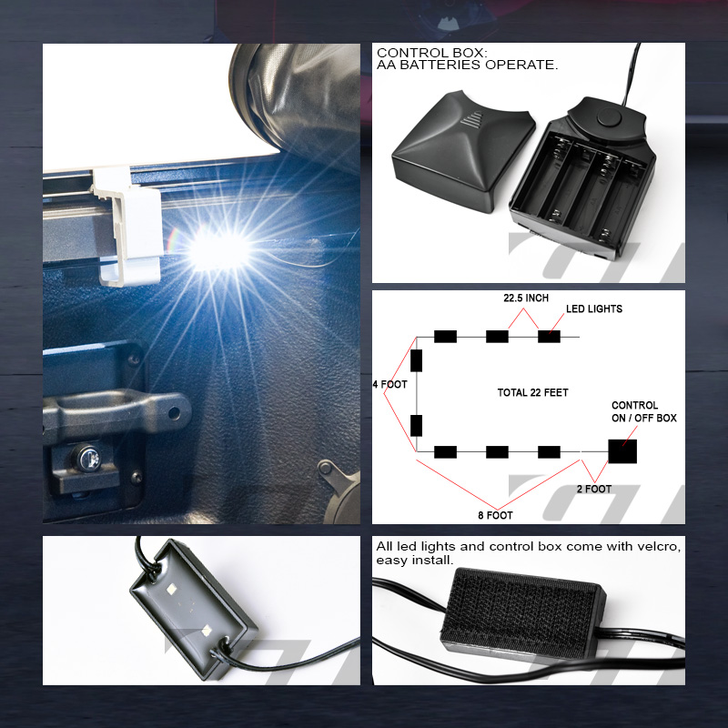 TRIFOLD SOLID TONNEAU COVER+LED LIGHTS KIT 20142016 SILVERADO 6.5 FT TRUCK BED eBay