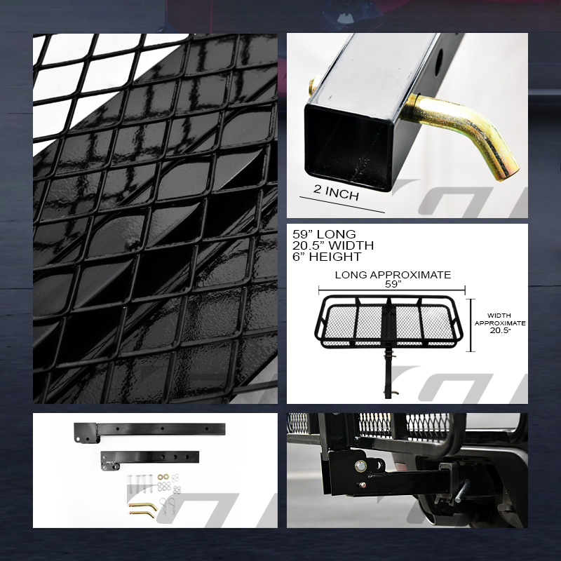 Blk Mesh Foldable Trailer Hitch Luggage Cargo Carrier Rack Hauler Basket 59/" G20