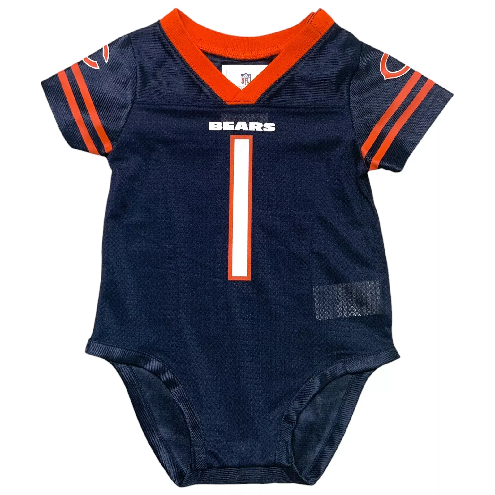 NFL Chicago Bears Baby Justin Fields #1 Bodysuit Jersey Navy Blue, Size 6-9M