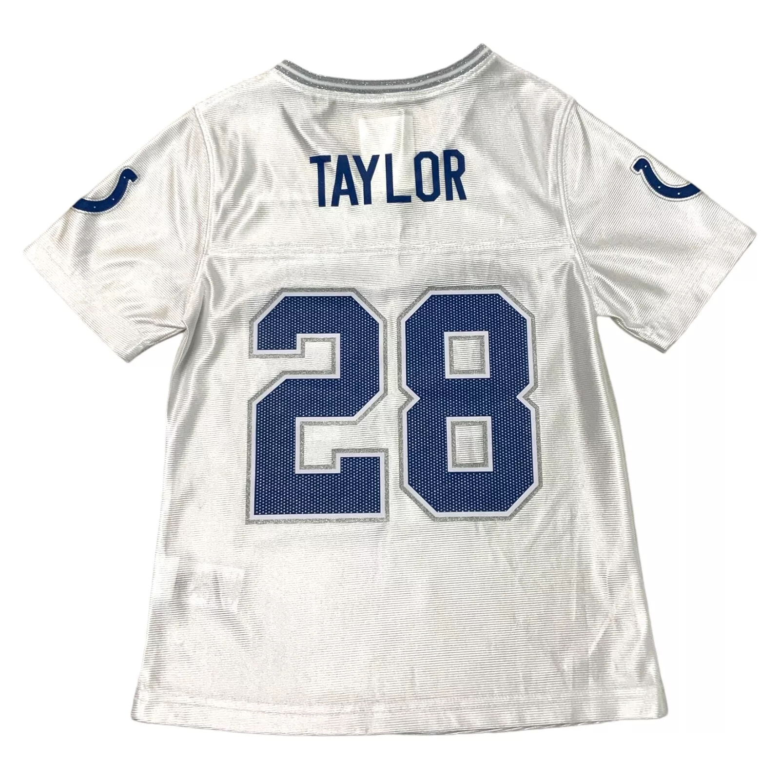 NFL Indianapolis Colts #28 Jonathan Taylor Girls White Trim Jersey