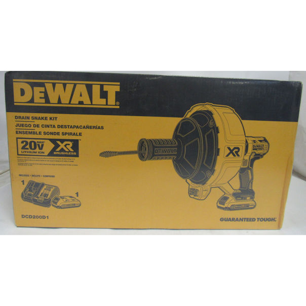 DEWALT DCD200D1 20V MAX XR Brushless Drain Snake Kit New Damaged Box