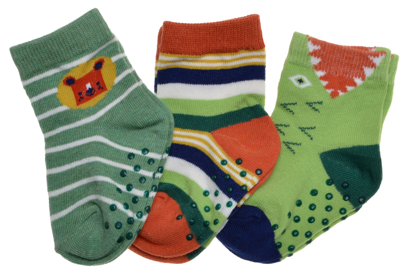 3 pairs of Bear, Stripe & Croc Baby socks with Grippers eBay