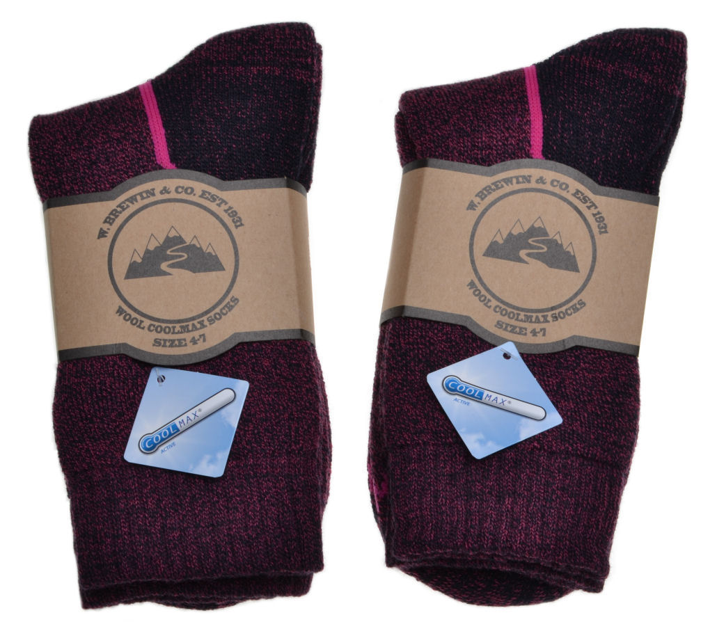 WB Socks Ladies Wool Coolmax Walking Socks 2 Pairs per pack eBay